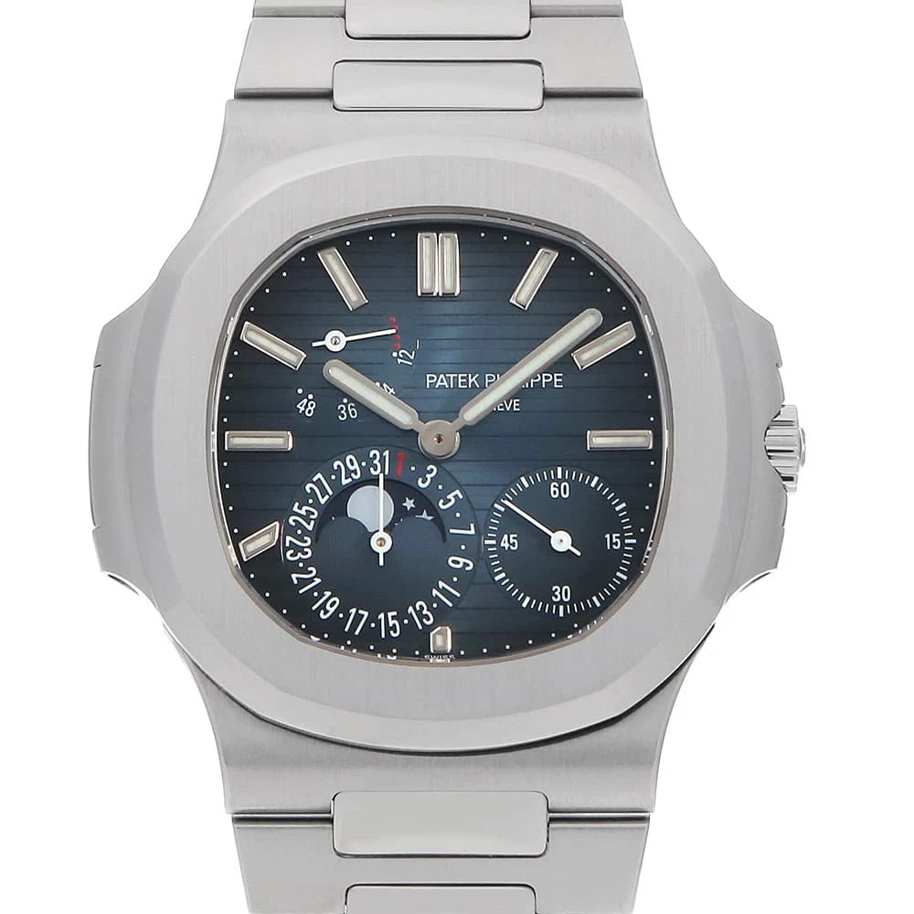 PATEK PHILIPPE NAUTILUS STAINLESS STEEL WATCH: PATEK PHILIPPE Nautilus Stainless Steel Watch Brand: PATEK PHILIPPE Type/Style: Wrist watch Material: Band Material Stainless Steel, Case Material Stainless Steel Color: Dial Color Black Blue Size: