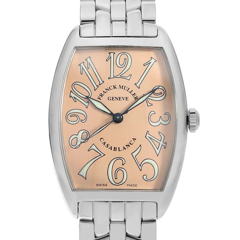 FRANCK MULLER CASABLANCA STAINLESS STEEL WATCH: FRANCK MULLER Casablanca Stainless Steel Watch Brand: FRANCK MULLER Type/Style: Wrist watch Material: Band Material Stainless Steel, Case Material Stainless Steel Color: Dial Color Salmon Pink Size: C