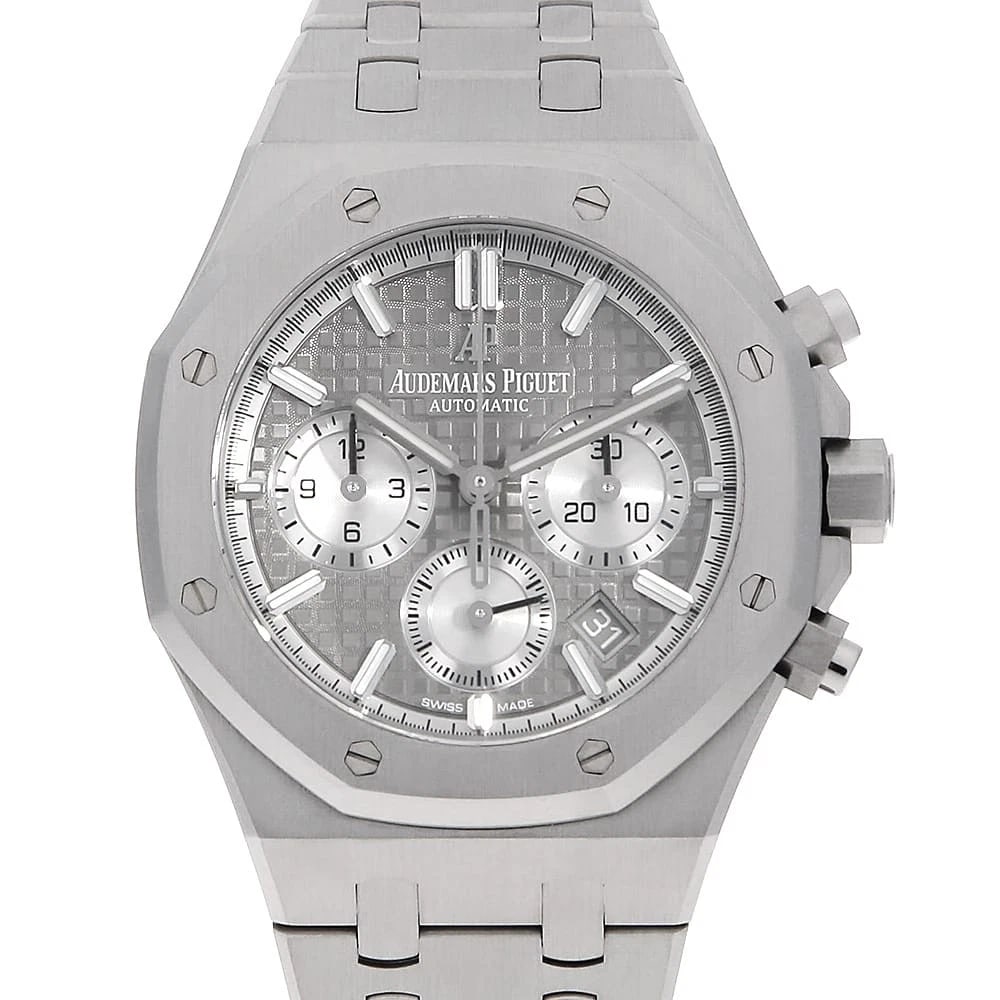 AUDEMARS PIGUET ROYAL OAK CHRONOGRAPH WATCH: AUDEMARS PIGUET ROYAL OAK CHRONOGRAPH Watch Brand: AUDEMARS PIGUET Type/Style: Wrist watch Material: Band Material Stainless Steel, Case Material Stainless Steel Color: Dial Color Gray Size: