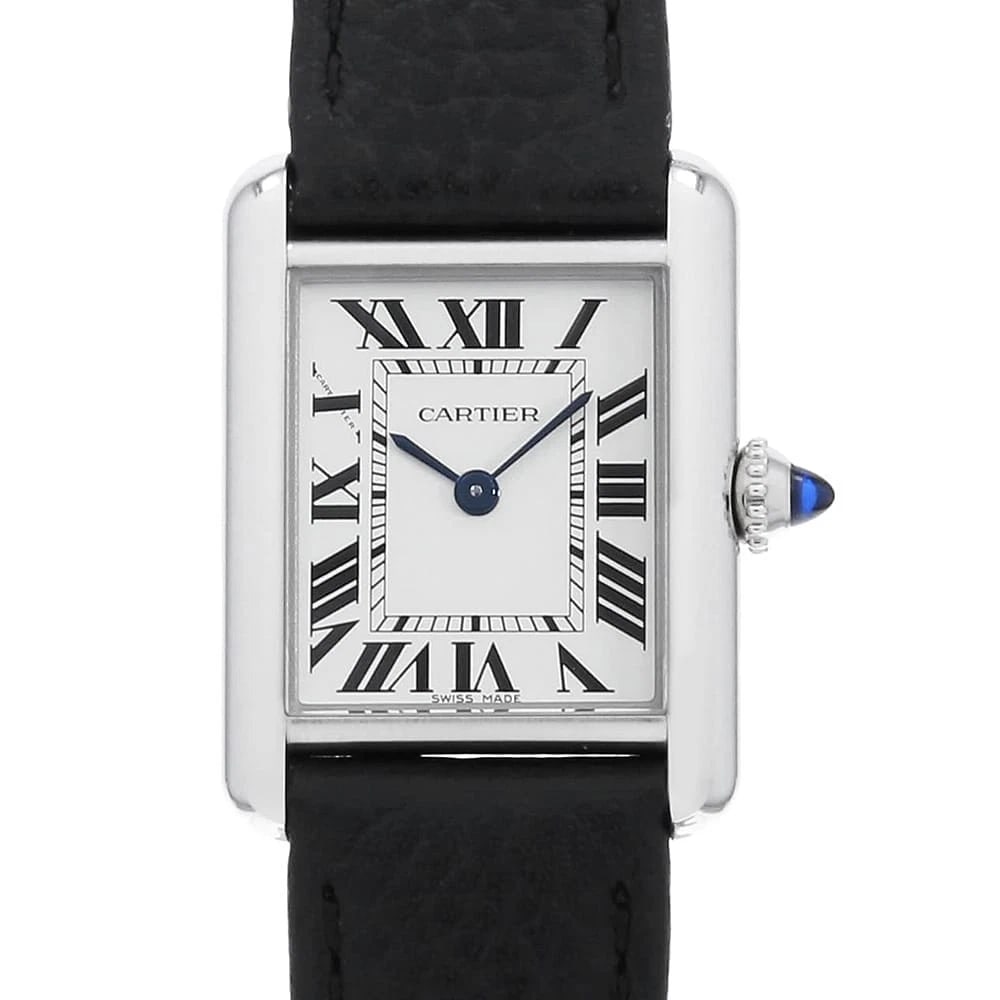 CARTIER TANK MUST STAINLESS STEEL WATCH: Cartier Tank Must Stainless Steel Watch Brand: Cartier Type/Style: Wrist watch Material: Band Material Calfskin, Case Material Stainless Steel Color: Dial Color Silver Size: Case:W29.5mm x H22mm