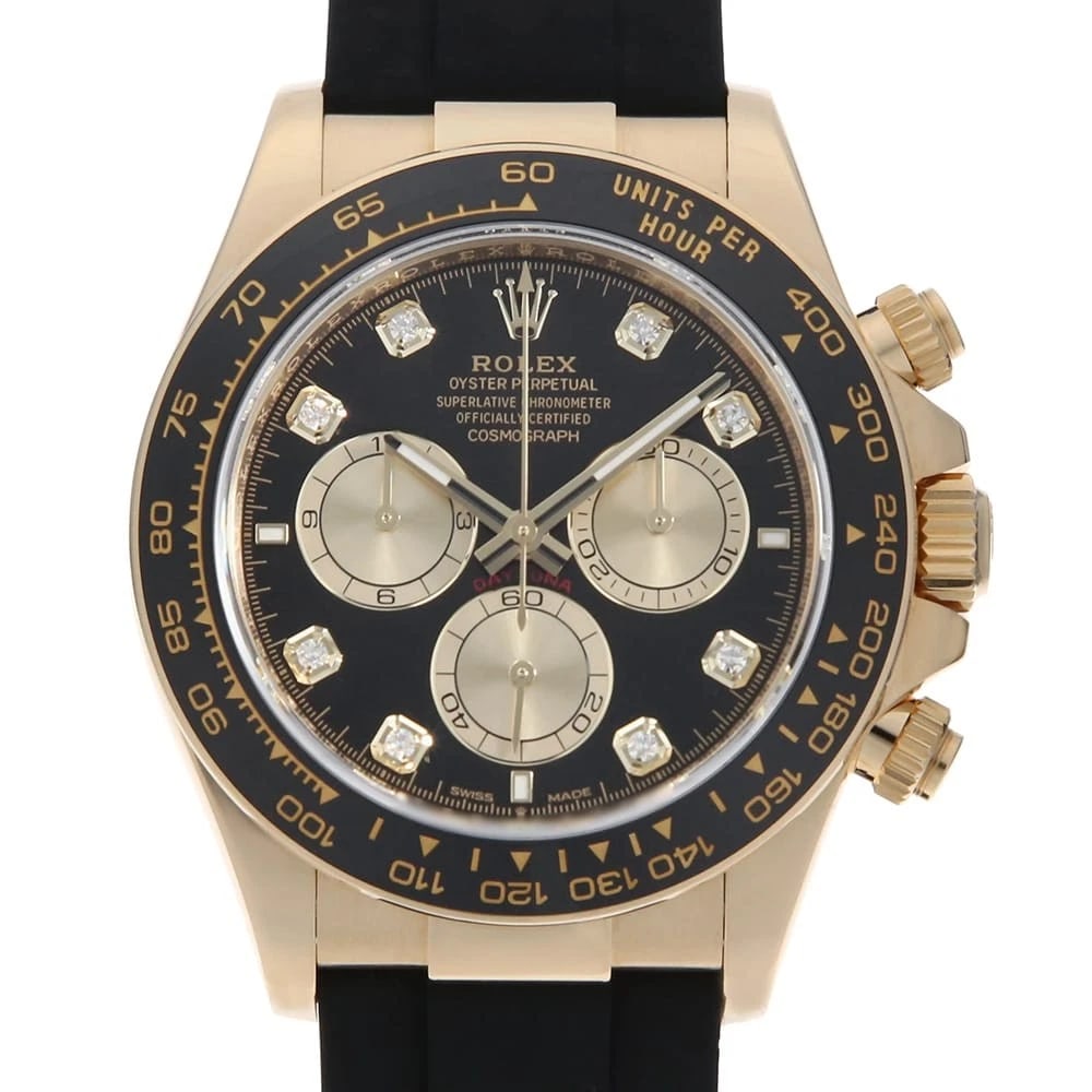 ROLEX COSMOGRAPH DAYTONA BLACK X GOLD WATCH: ROLEx Cosmograph Daytona Black x Gold Watch Brand: ROLEx Type/Style: Wrist watch Material: Band Material rubber, Case Material Yellow Gold Color: Dial Color Black and Gold Size: Case:WCircumference