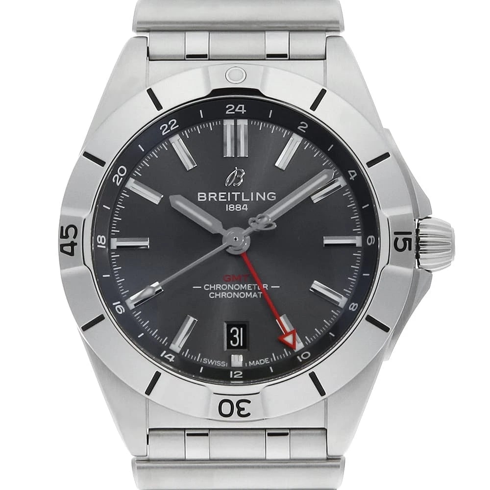 BREITLING CHRONOMAT STAINLESS STEEL WATCH: BREITLING Chronomat Stainless Steel Watch Brand: BREITLING Type/Style: Wrist watch Material: Band Material Stainless Steel, Case Material Stainless Steel Color: Dial Color Gray Size: