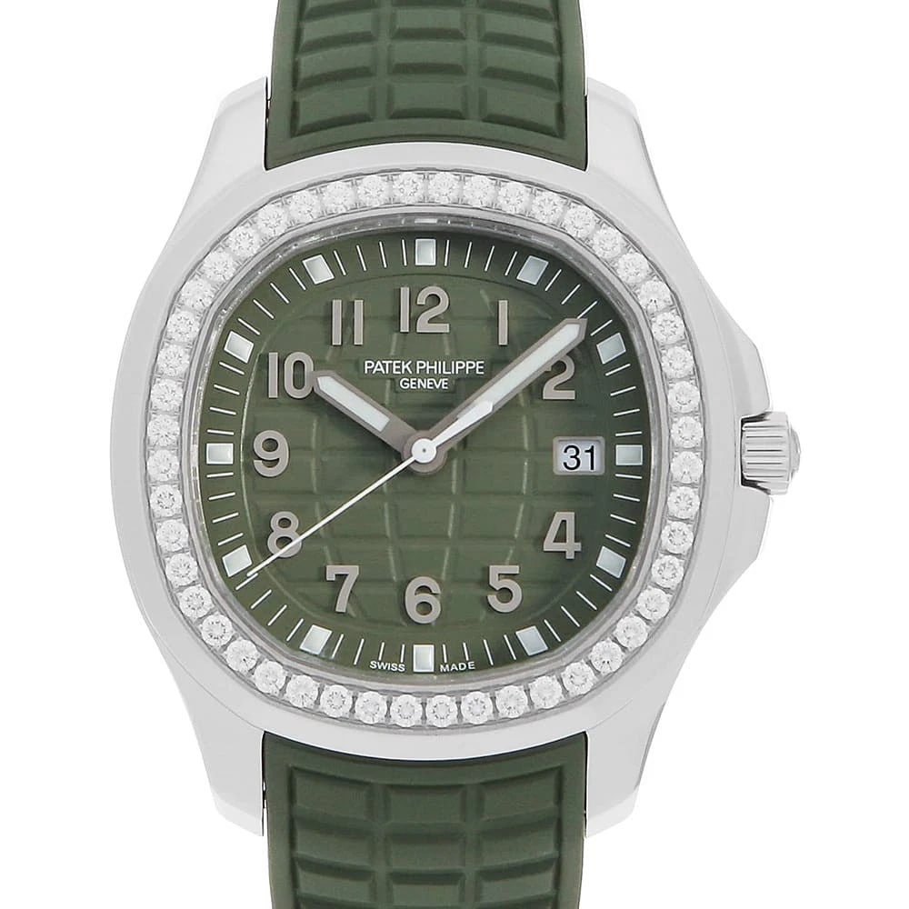 PATEK PHILIPPE AQUANAUT WATCH: PATEK PHILIPPE Aquanaut Watch Brand: PATEK PHILIPPE Type/Style: Wrist watch Material: Band Material rubber, Case Material Stainless Steel Color: Dial Color Khaki Size: Case:W38.8mm Circumference of