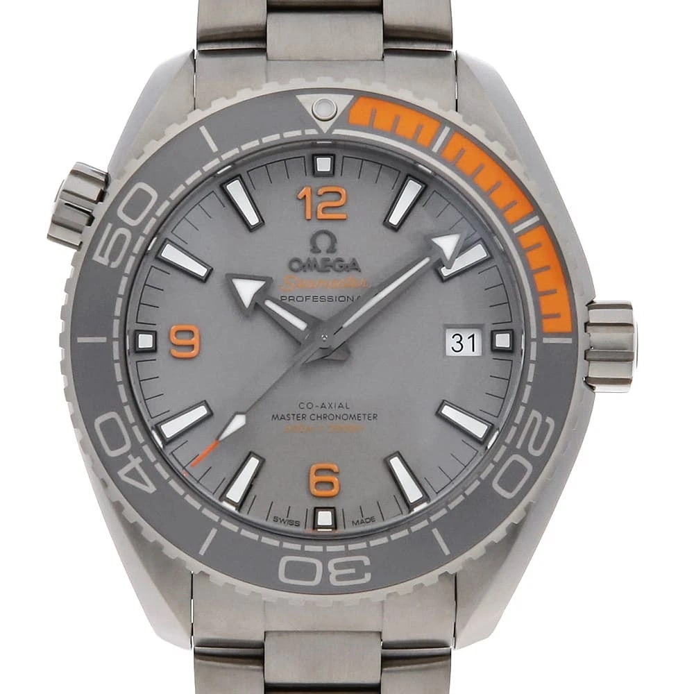 OMEGA SEAMASTER PLANET OCEAN CHRONOMETER WATCH: OMEGA Seamaster Planet Ocean Chronometer Watch Brand: OMEGA Type/Style: Wrist watch Material: Band Material Titanium, Case Material Titanium Color: Dial Color Gray Size: Case:W43.5mm Circumference of 