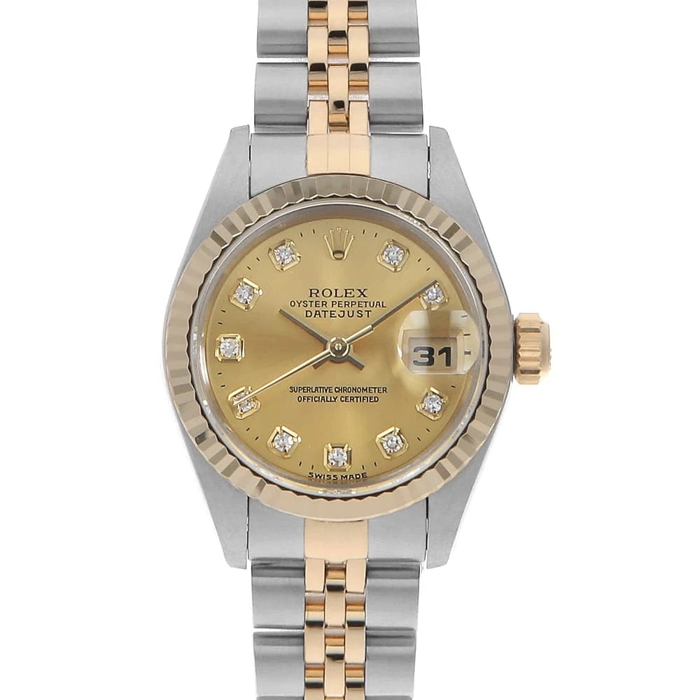 ROLEX DATEJUST DIAMOND CHAMPAGNE WATCH: ROLEx Datejust Diamond Champagne Watch Brand: ROLEx Type/Style: Wrist watch Material: Band Material Stainless Steel/Yellow Gold, Case Material Stainless Steel/Yellow Gold Color: Dial Color Champagne G