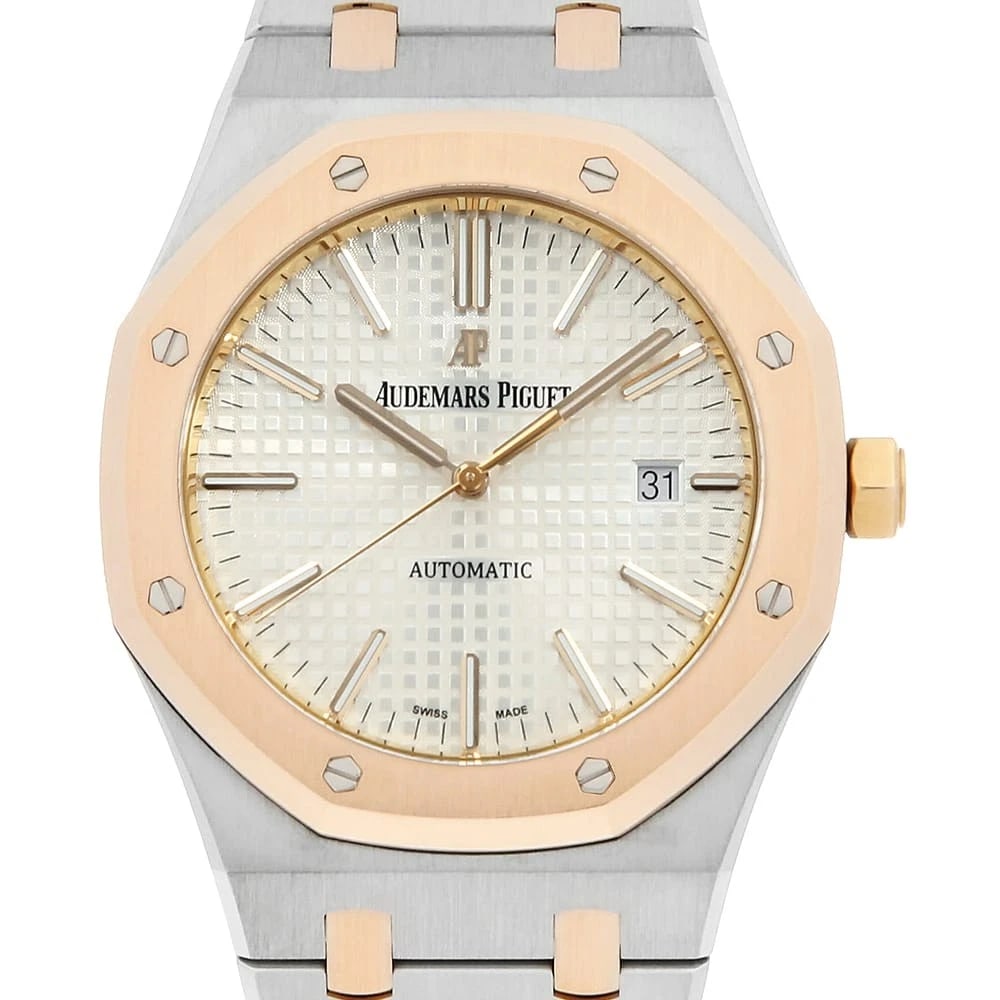 AUDEMARS PIGUET ROYAL OAK STAINLESS STEEL WATCH: AUDEMARS PIGUET Royal oak Stainless Steel Watch Brand: AUDEMARS PIGUET Type/Style: Wrist watch Material: Band Material Stainless Steel/Pink Gold, Case Material Stainless Steel/Pink Gold Color: Dial Co