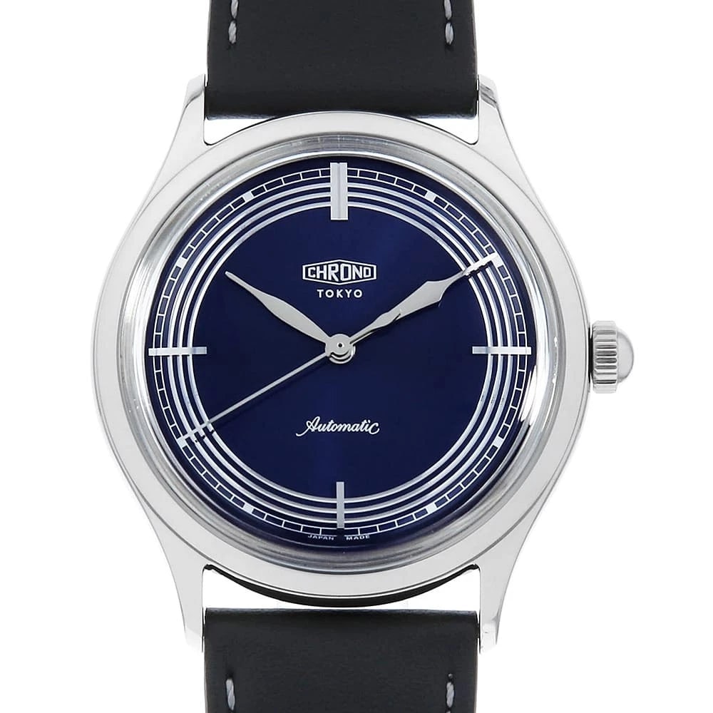 KURONO STAINLESS STEEL WATCH: KURONO Stainless Steel Watch Brand: KURONO TOKYO Type/Style: Wrist watch Material: Band Material Calfskin, Case Material Stainless Steel Color: Dial Color Blue Size: Case:W37mm Accessories: None