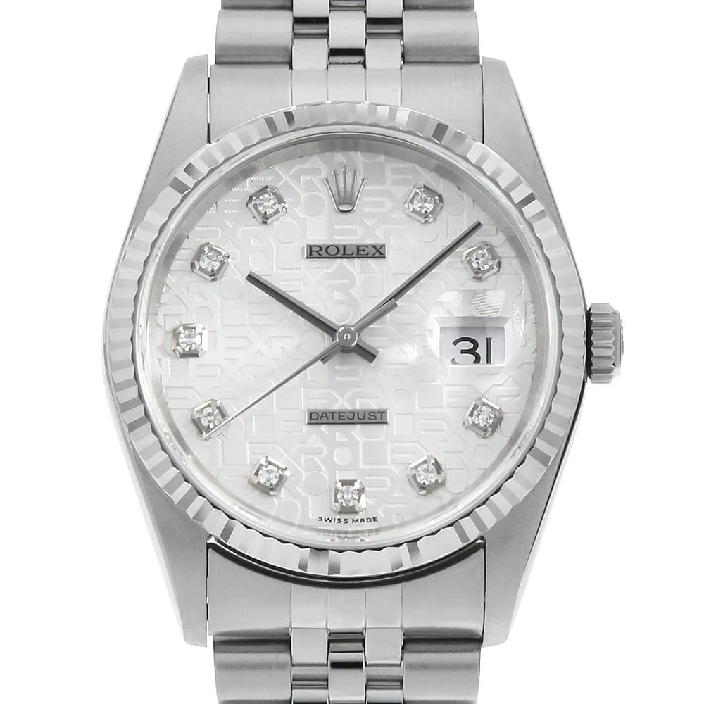 ROLEX DATEJUST DIAMOND SILVER CARVING COMPUTER WATCH: ROLEx Datejust Diamond Silver Carving computer Watch Brand: ROLEx Type/Style: Wrist watch Material: Band Material Stainless Steel, Case Material Stainless Steel/White gold Color: Dial Color Silver Siz
