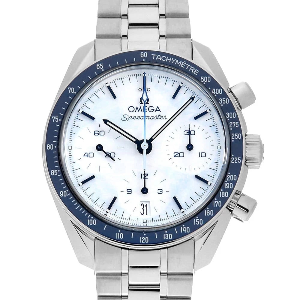 OMEGA SPEEDMASTER STAINLESS STEEL WATCH: OMEGA Speedmaster Stainless Steel Watch Brand: OMEGA Type/Style: Wrist watch Material: Band Material Stainless Steel, Case Material Stainless Steel Color: Dial Color White Size: Case:W38mm Circumferen