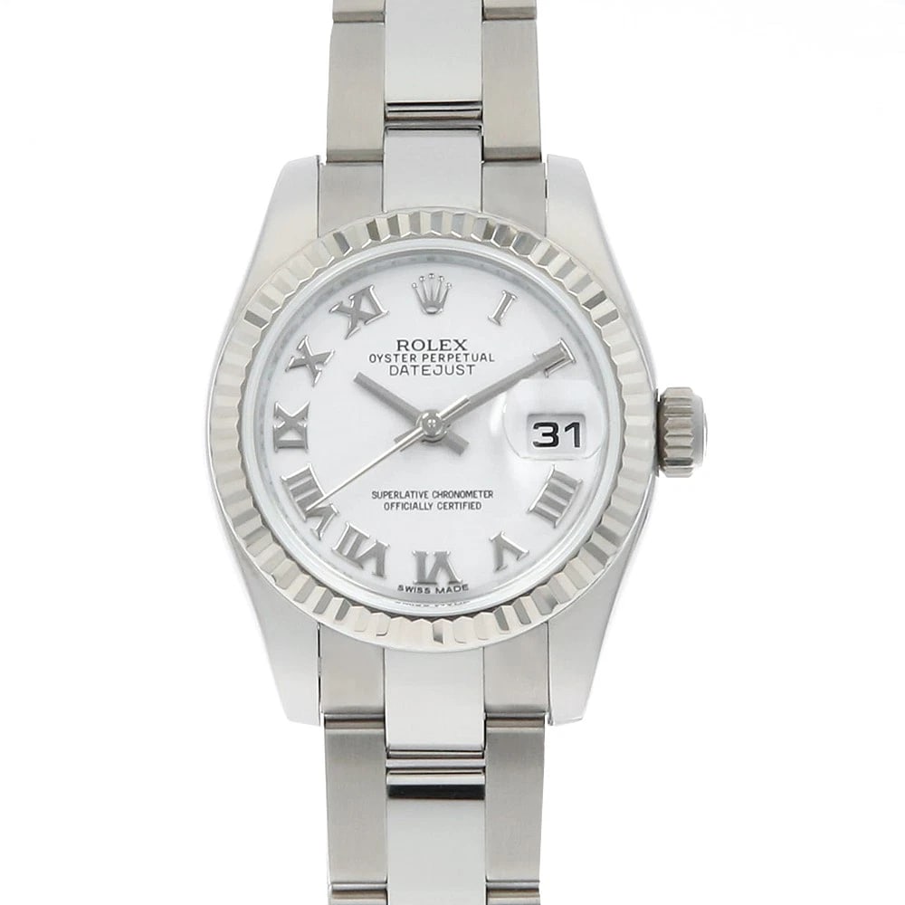 ROLEX DATEJUST WHITE OYSTER STAINLESS STEEL WATCH: ROLEx Datejust white oyster Stainless Steel Watch Brand: ROLEx Type/Style: Wrist watch Material: Band Material Stainless Steel, Case Material Stainless Steel/White gold Color: Dial Color White Size: C