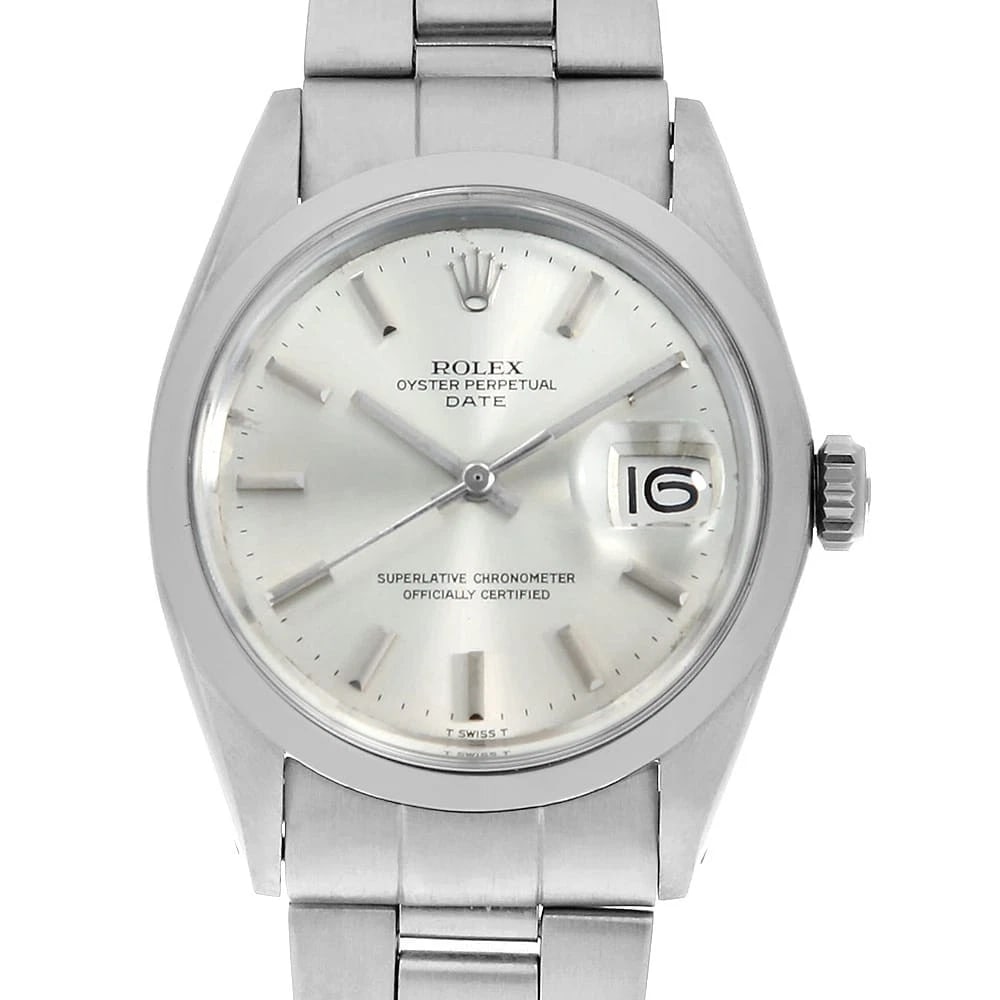 ROLEX OYSTER PERPETUAL DATE SILVER WATCH: ROLEx Oyster Perpetual Date Silver Watch Brand: ROLEx Type/Style: Wrist watch Material: Band Material Stainless Steel, Case Material Stainless Steel Color: Dial Color Silver Size: Case:W34mm Circumfer