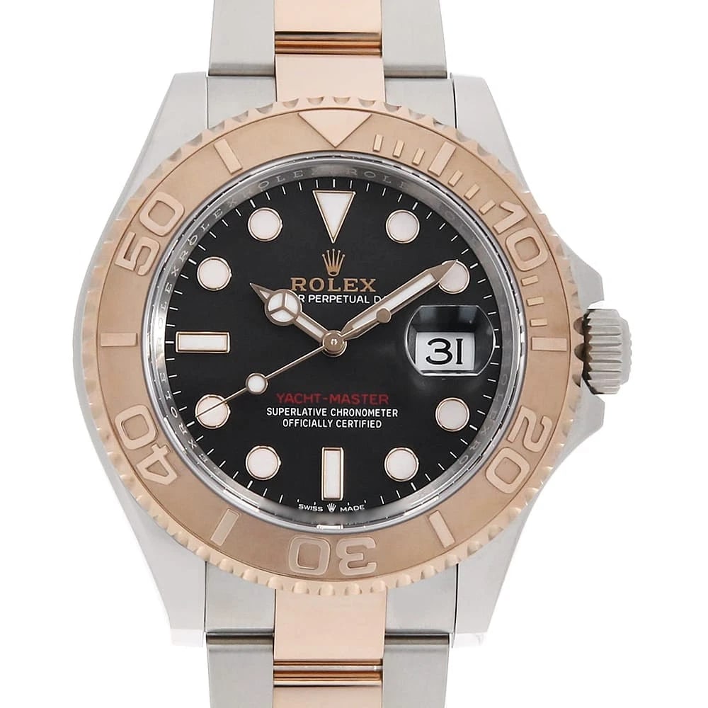 ROLEX YACHT MASTER BLACK WATCH: ROLEx Yacht master black Watch Brand: ROLEx Type/Style: Wrist watch Material: Band Material Stainless Steel/Everose Gold, Case Material Stainless Steel/Everose Gold Color: Dial Color Black Size: