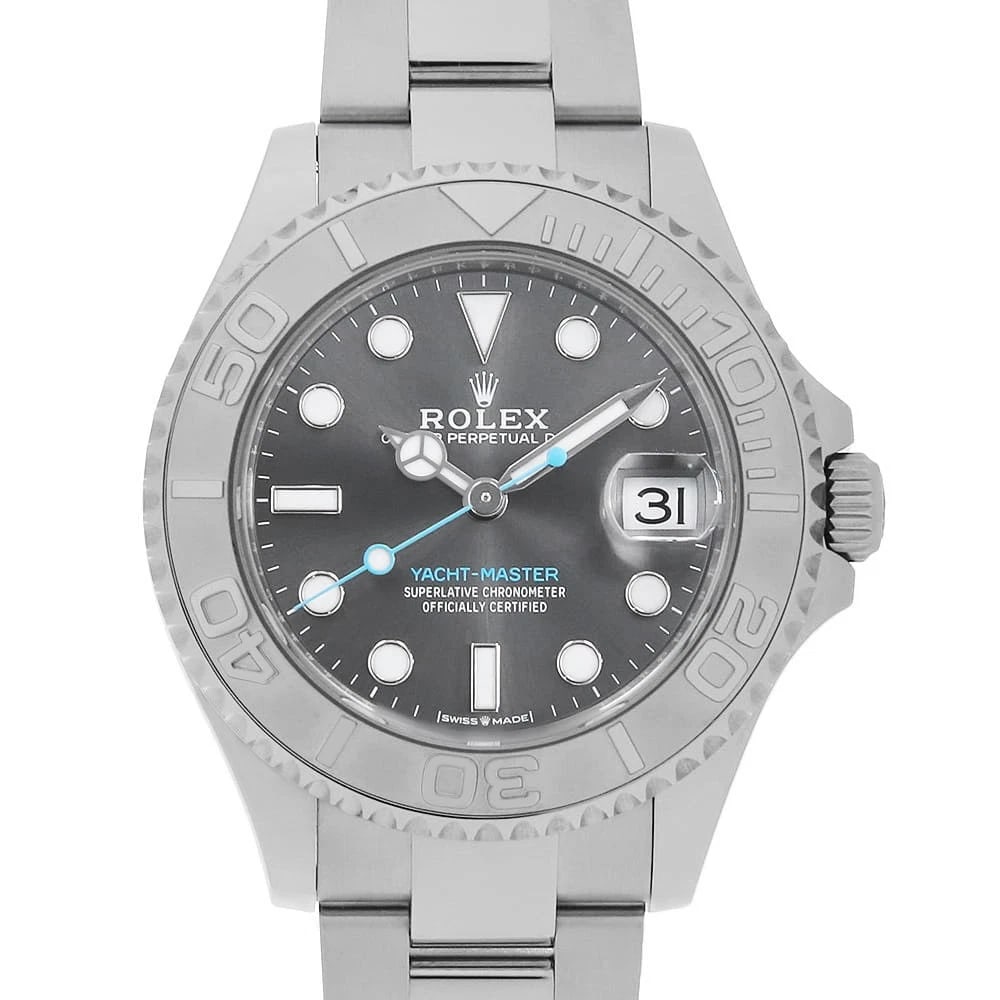 ROLEX YACHT MASTER ROLESIUM SLATE WATCH: ROLEx Yacht Master Rolesium slate Watch Brand: ROLEx Type/Style: Wrist watch Material: Band Material Stainless Steel, Case Material Stainless Steel/Platinum Color: Dial Color Slate Size: Case:W37mm