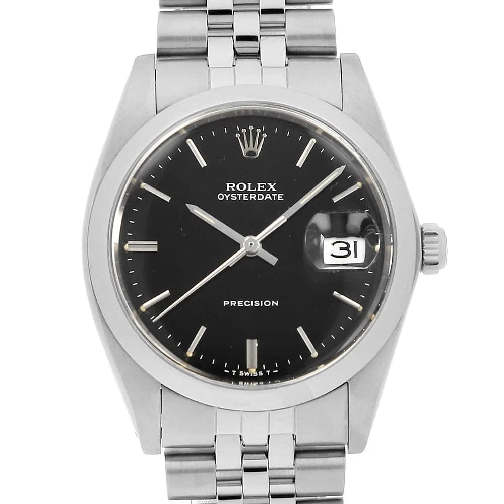 ROLEX OYSTER DATE PRECISION BLACK WATCH: ROLEx Oyster Date Precision black Watch Brand: ROLEx Type/Style: Wrist watch Material: Band Material Stainless Steel, Case Material Stainless Steel Color: Dial Color Black Size: Case:W34mm