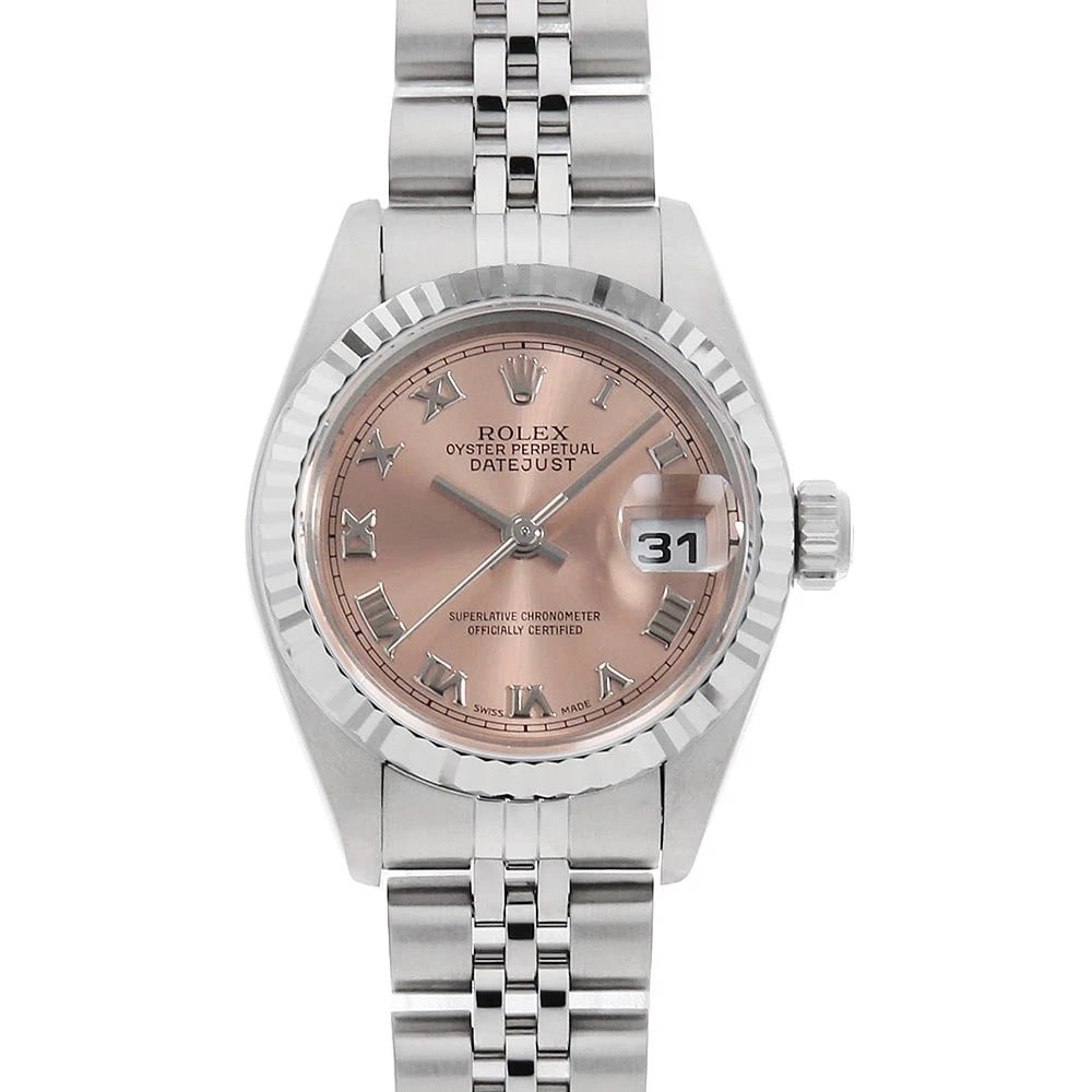 ROLEX DATEJUST PINK STAINLESS STEEL WATCH: ROLEx Datejust pink Stainless Steel Watch Brand: ROLEx Type/Style: Wrist watch Material: Band Material Stainless Steel, Case Material Stainless Steel/White gold Color: Dial Color Pink Size: