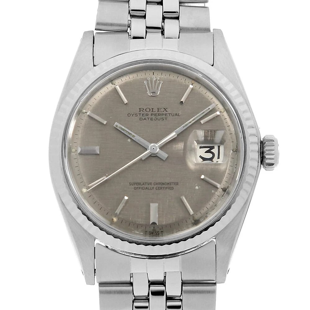 ROLEX DATEJUST GRAY MOSAIC WATCH: ROLEx Datejust gray mosaic Watch Brand: ROLEx Type/Style: Wrist watch Material: Band Material Stainless Steel, Case Material Stainless Steel/White gold Color: Dial Color Gray Size: Case:W36mm Circumfe