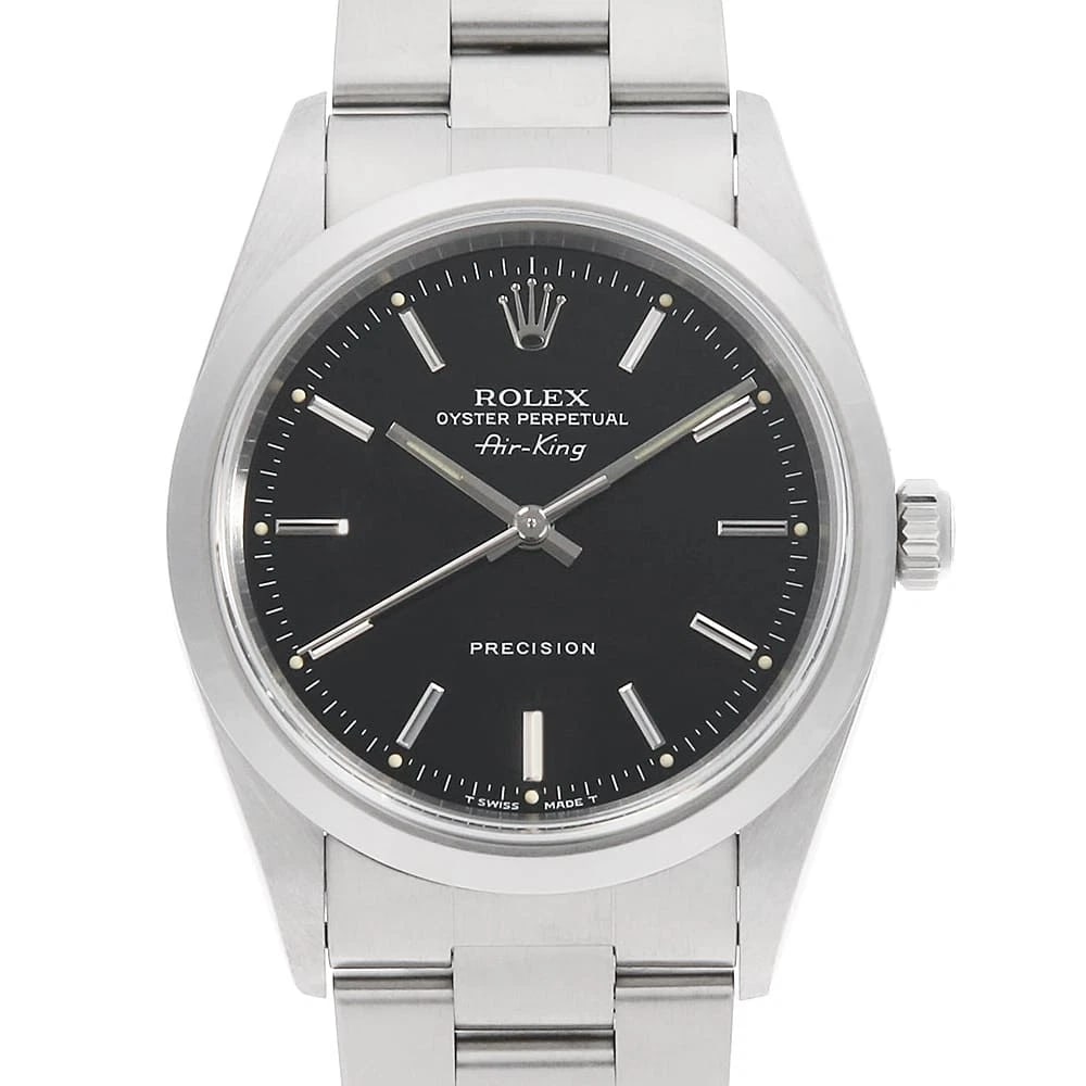 ROLEX AIR KING BLACK STAINLESS STEEL WATCH: ROLEx Air king black Stainless Steel Watch Brand: ROLEx Type/Style: Wrist watch Material: Band Material Stainless Steel, Case Material Stainless Steel Color: Dial Color Black Size: Case:W34mm