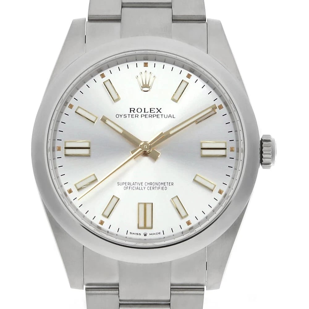 ROLEX OYSTER PERPETUAL SILVER WATCH: ROLEx Oyster Perpetual Silver Watch Brand: ROLEx Type/Style: Wrist watch Material: Band Material Stainless Steel, Case Material Stainless Steel Color: Dial Color Silver Size: Case:W41mm Circumference