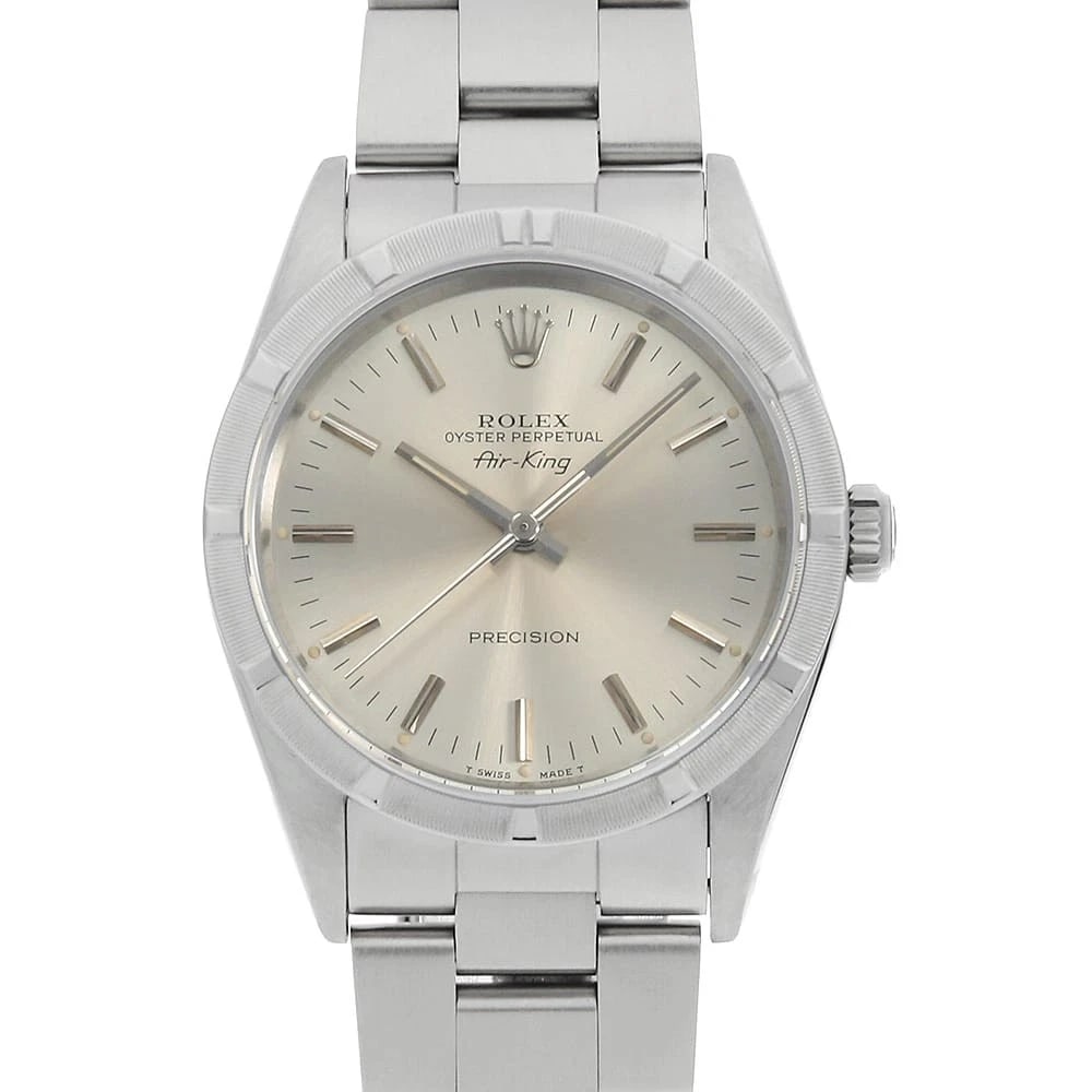 ROLEX AIR KING SILVER WATCH: ROLEx Air king Silver Watch Brand: ROLEx Type/Style: Wrist watch Material: Band Material Stainless Steel, Case Material Stainless Steel Color: Dial Color Silver Size: Case:W34mm Circumference of