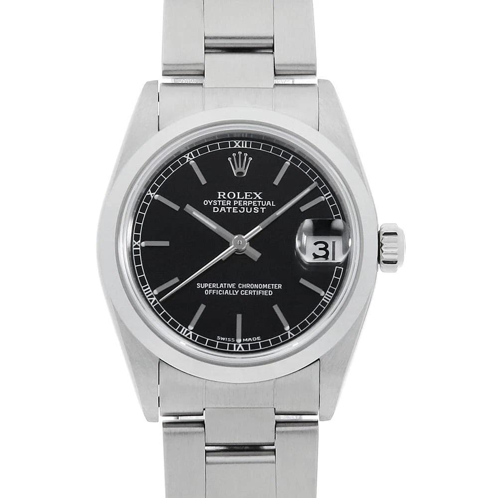 ROLEX DATEJUST BLACK ROWS OYSTER WATCH: ROLEx Datejust black rows oyster Watch Brand: ROLEx Type/Style: Wrist watch Material: Band Material Stainless Steel, Case Material Stainless Steel Color: Dial Color Black Size: Case:W29mm Circumferenc
