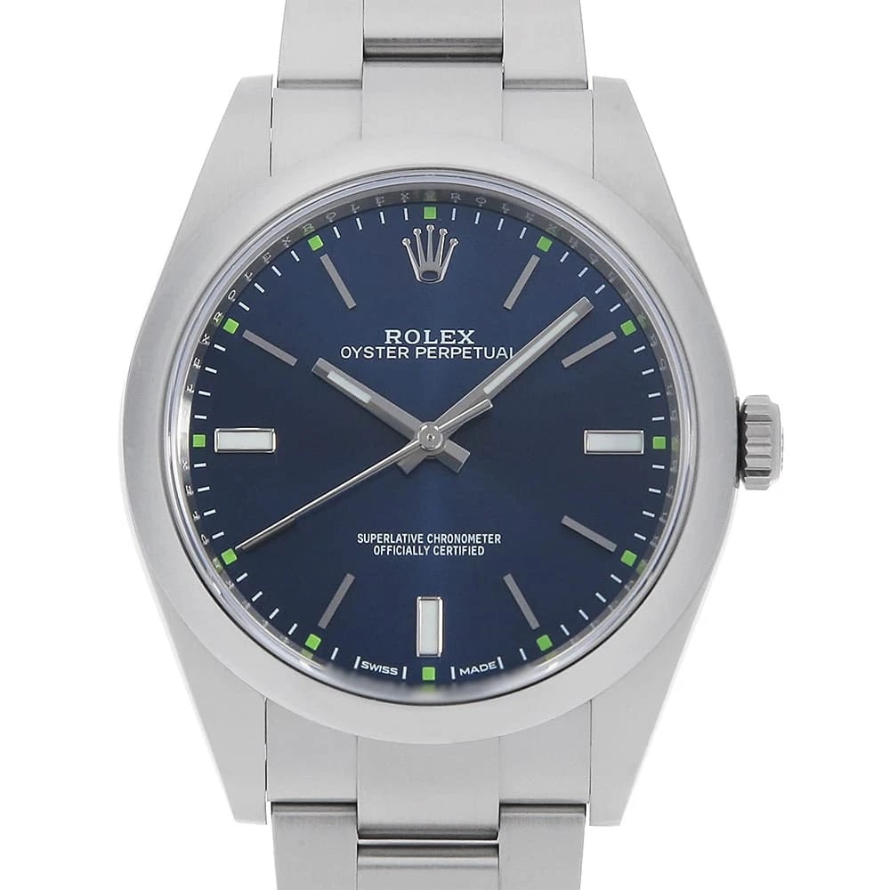 ROLEX OYSTER PERPETUAL BLUE WATCH: ROLEx Oyster Perpetual blue Watch Brand: ROLEx Type/Style: Wrist watch Material: Band Material Stainless Steel, Case Material Stainless Steel Color: Dial Color Blue Size: Case:WCircumference of Wrist: