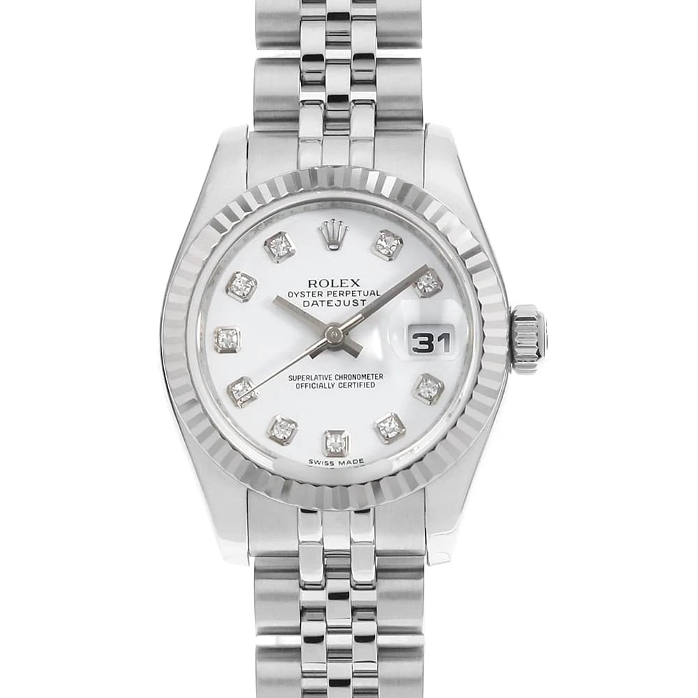 ROLEX DATEJUST DIAMOND WHITE WATCH: ROLEx Datejust Diamond white Watch Brand: ROLEx Type/Style: Wrist watch Material: Band Material Stainless Steel, Case Material Stainless Steel/White gold Color: Dial Color White Size: Case:W26mm Circu