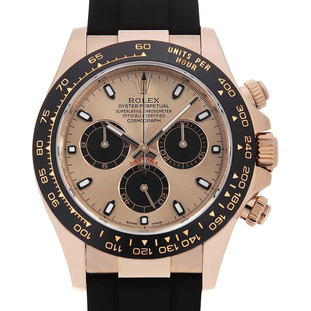 ROLEX COSMOGRAPH DAYTONA PINK BLACK WATCH: ROLEx Cosmograph Daytona Pink Black Watch Brand: ROLEx Type/Style: Wrist watch Material: Band Material rubber, Case Material Everose Gold Color: Dial Color Pink and Black Size: Case:WCircumference of 