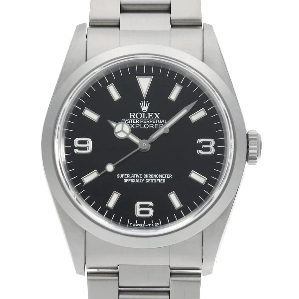ROLEX EXPLORER BLACK TRITIUM WATCH: ROLEx Explorer black tritium Watch Brand: ROLEx Type/Style: Wrist watch Material: Band Material Stainless Steel, Case Material Stainless Steel Color: Dial Color Black Size: Case:W36mm Circumference of
