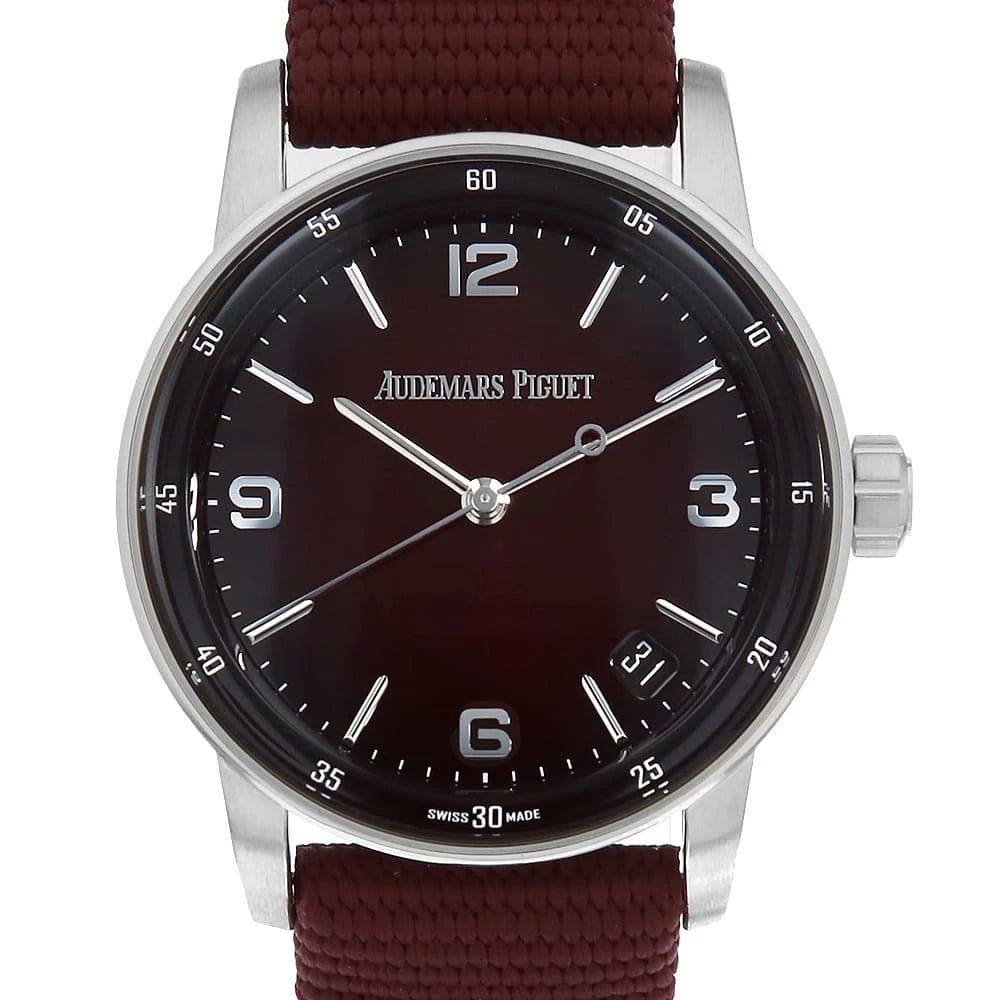AUDEMARS PIGUET AUTOMATIC WATCH: AUDEMARS PIGUET Automatic Watch Brand: AUDEMARS PIGUET Type/Style: Wrist watch Material: Band Material rubber, Case Material White Gold Color: Dial Color Burgundy Size: Case:W41mm Accessories: None