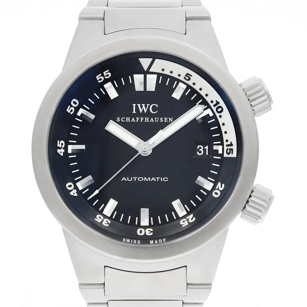 IWC AQUA TIMER STAINLESS STEEL WATCH: IWC Aqua timer Stainless Steel Watch Brand: IWC Type/Style: Wrist watch Material: Band Material Stainless Steel, Case Material Stainless Steel Color: Dial Color Black Size: Case:W42mm Circumference