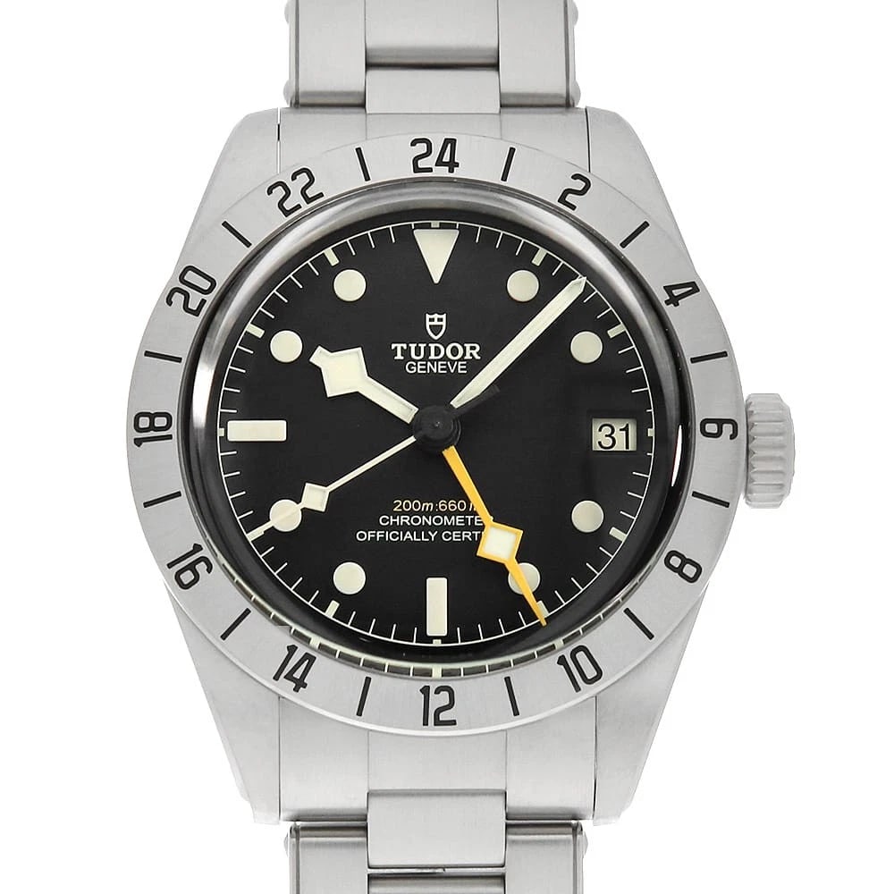 TUDOR BLACK STAINLESS STEEL WATCH: TUDOR Black Stainless Steel Watch Brand: TUDOR Type/Style: Wrist watch Material: Band Material Stainless Steel, Case Material Stainless Steel Color: Dial Color Black Size: Case:WCircumference of