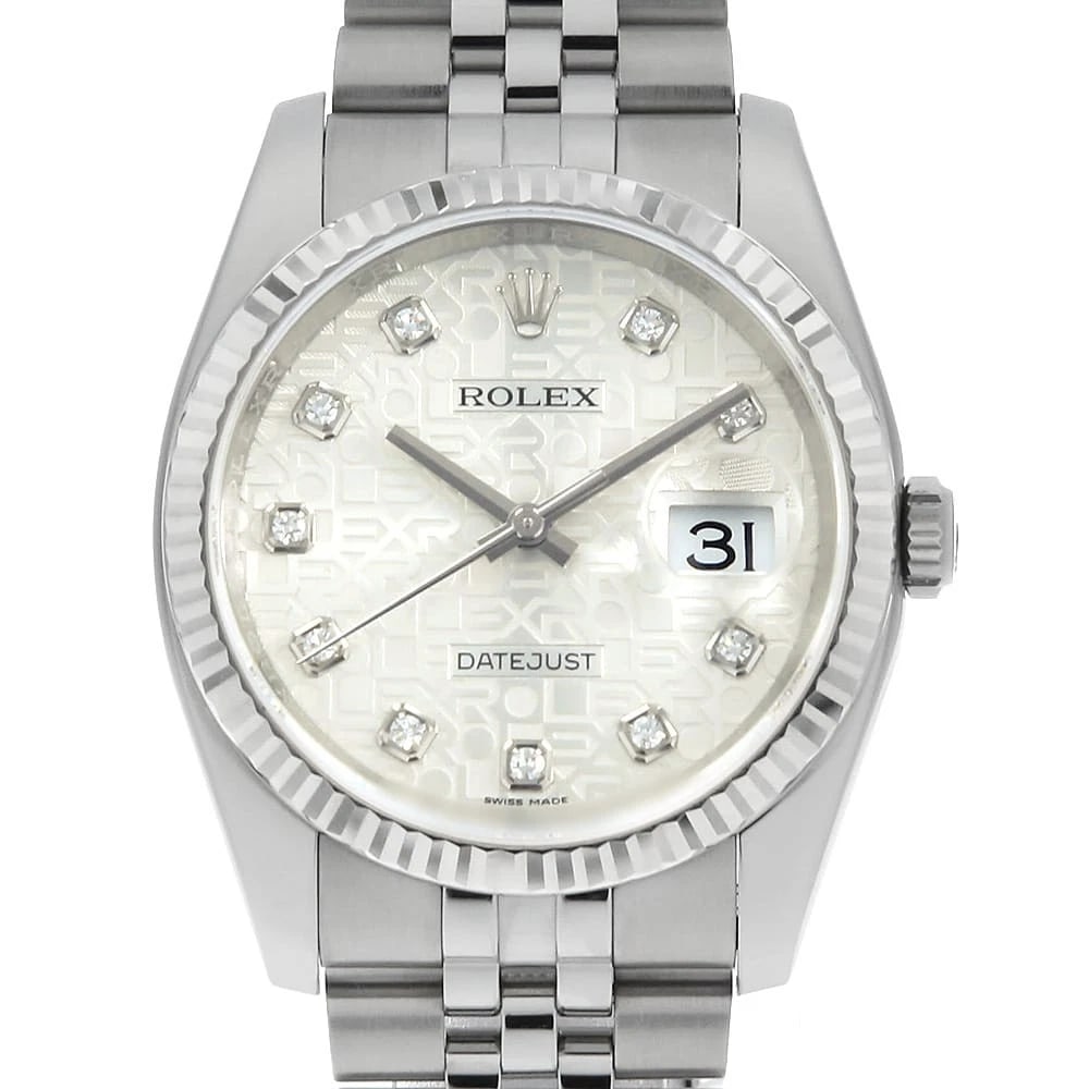 ROLEX DATEJUST DIAMOND SILVER CARVING COMPUTER WATCH: ROLEx Datejust Diamond Silver Carving Computer Watch Brand: ROLEx Type/Style: Wrist watch Material: Band Material Stainless Steel, Case Material Stainless Steel/White gold Color: Dial Color Silver Siz