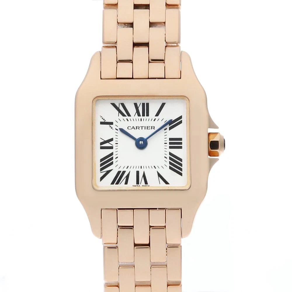 CARTIER SANTOS DE MOISELLE PINK GOLD WATCH: Cartier Santos De Moiselle Pink Gold Watch Brand: Cartier Type/Style: Wrist watch Material: Band Material Pink Gold, Case Material Pink Gold Color: Dial Color White Size: Case:W28mm x H20mm