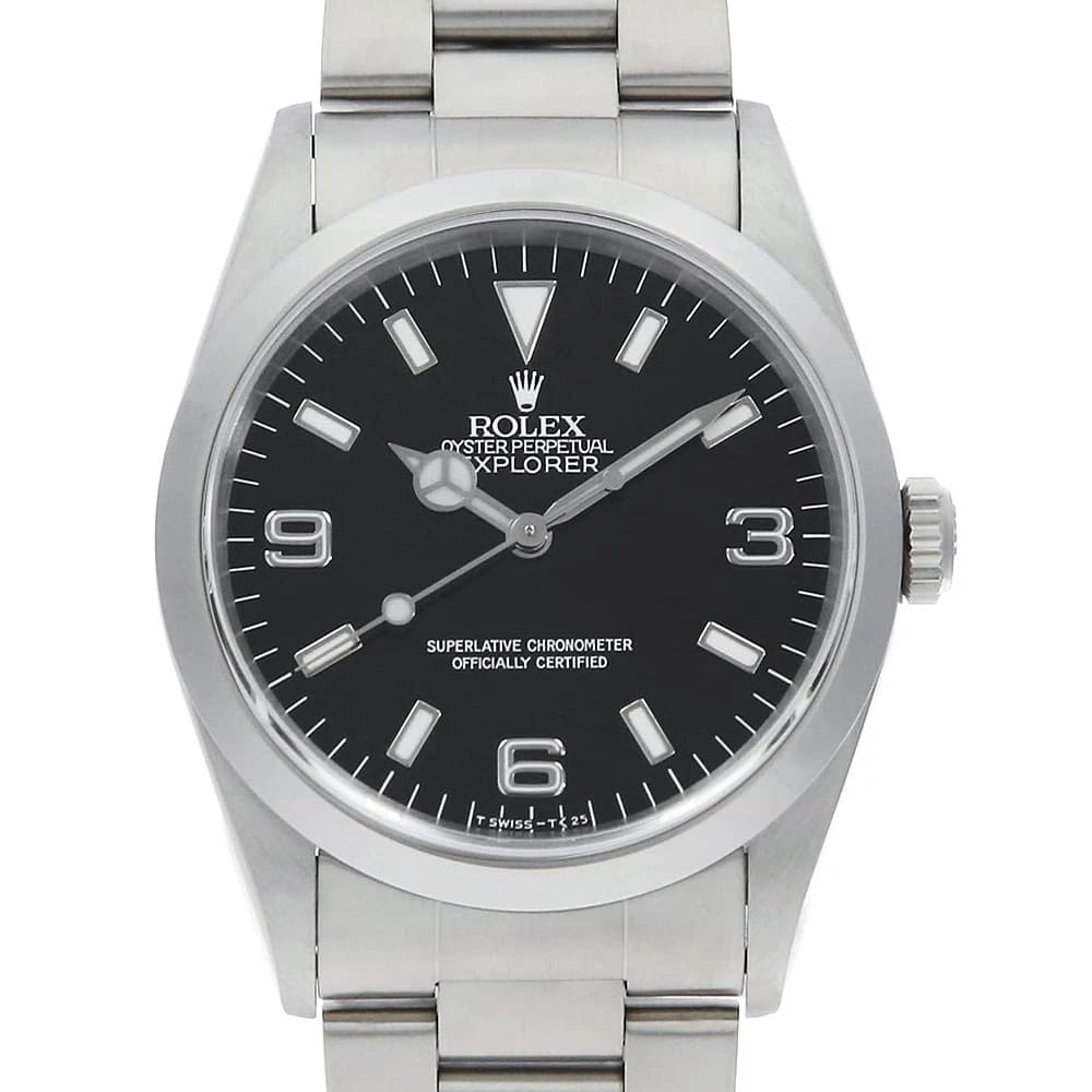 ROLEX EXPLORER BLACK STAINLESS STEEL WATCH: ROLEx Explorer black Stainless Steel Watch Brand: ROLEx Type/Style: Wrist watch Material: Band Material Stainless Steel, Case Material Stainless Steel Color: Dial Color Black Size: Case:W36mm