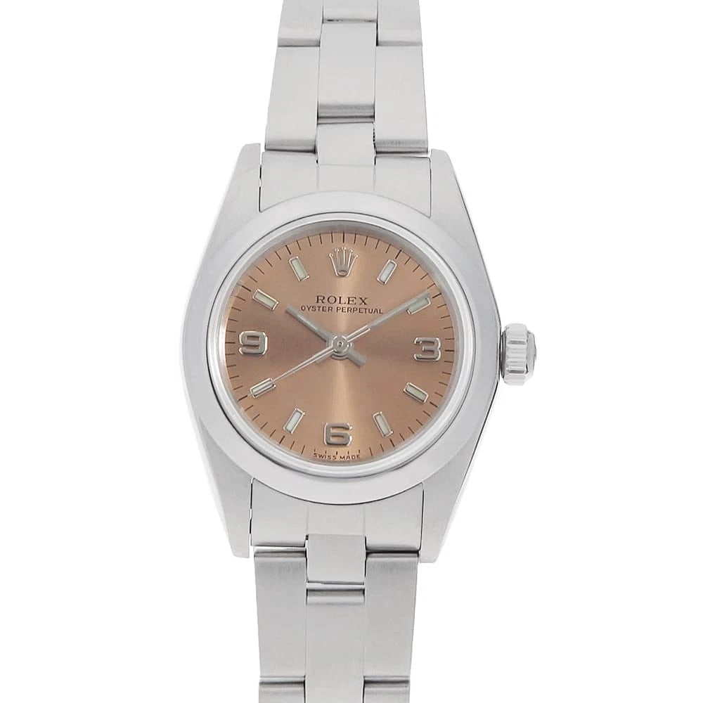 ROLEX OYSTER PERPETUAL PINK WHITE WATCH: ROLEx Oyster perpetual pink white Watch Brand: ROLEx Type/Style: Wrist watch Material: Band Material Stainless Steel, Case Material Stainless Steel Color: Dial Color Pink Size: Case:W23.5mm