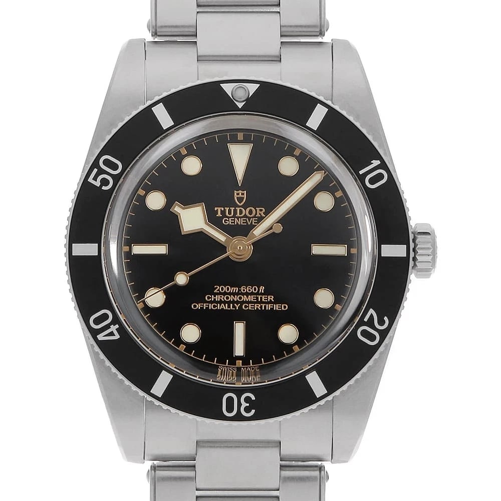TUDOR BLACK STAINLESS STEEL WATCH: TUDOR black Stainless Steel Watch Brand: TUDOR Type/Style: Wrist watch Material: Band Material Stainless Steel, Case Material Stainless Steel Color: Dial Color Black Size: Case:W37mm Circumference of