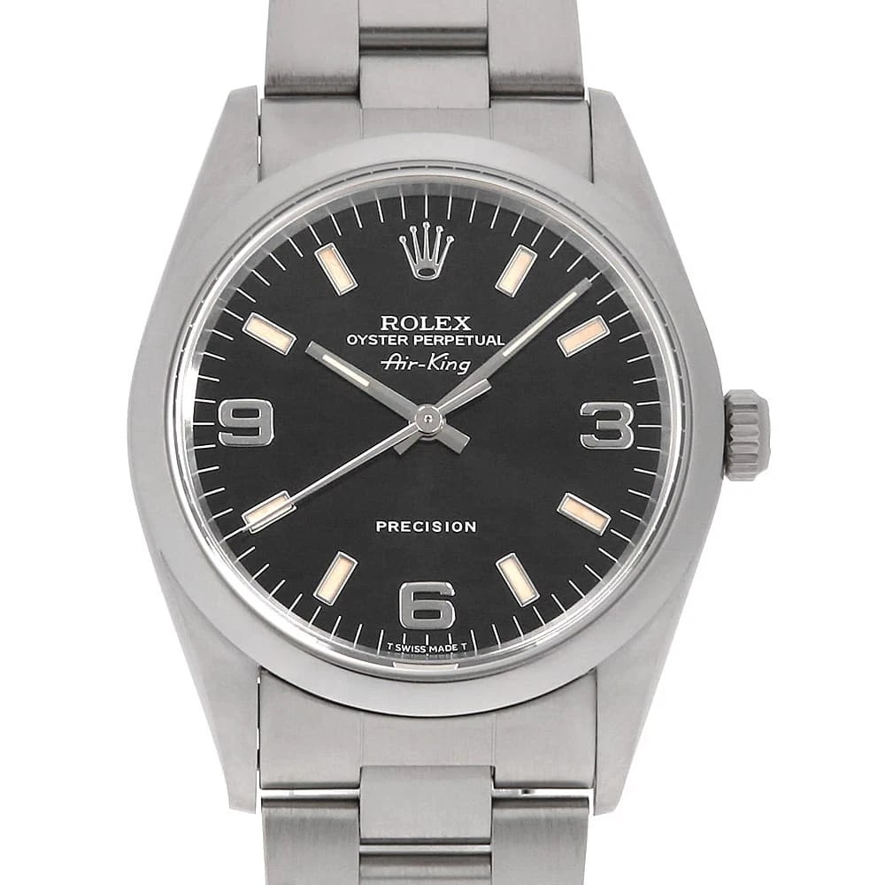 ROLEX AIR KING BLUE WHITE STAINLESS STEEL WATCH: ROLEx Air king blue White Stainless Steel Watch Brand: ROLEx Type/Style: Wrist watch Material: Band Material Stainless Steel, Case Material Stainless Steel Color: Dial Color Blue Size: Case:W34mm