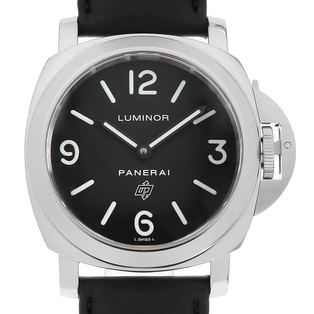 PANERAI LUMINOL STAINLESS STEEL WATCH: PANERAI Luminol Stainless Steel Watch Brand: PANERAI Type/Style: Wrist watch Material: Band Material Calfskin, Case Material Stainless Steel Color: Dial Color Black Size: Case:W44mm Accessories: None