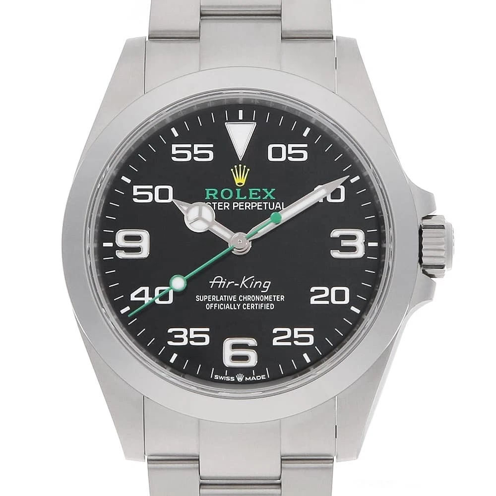 ROLEX AIR KING BLACK WATCH: ROLEx Air king black Watch Brand: ROLEx Type/Style: Wrist watch Material: Band Material Stainless Steel, Case Material Stainless Steel Color: Dial Color Black Size: Case:WCircumference of Wrist:19.5cm