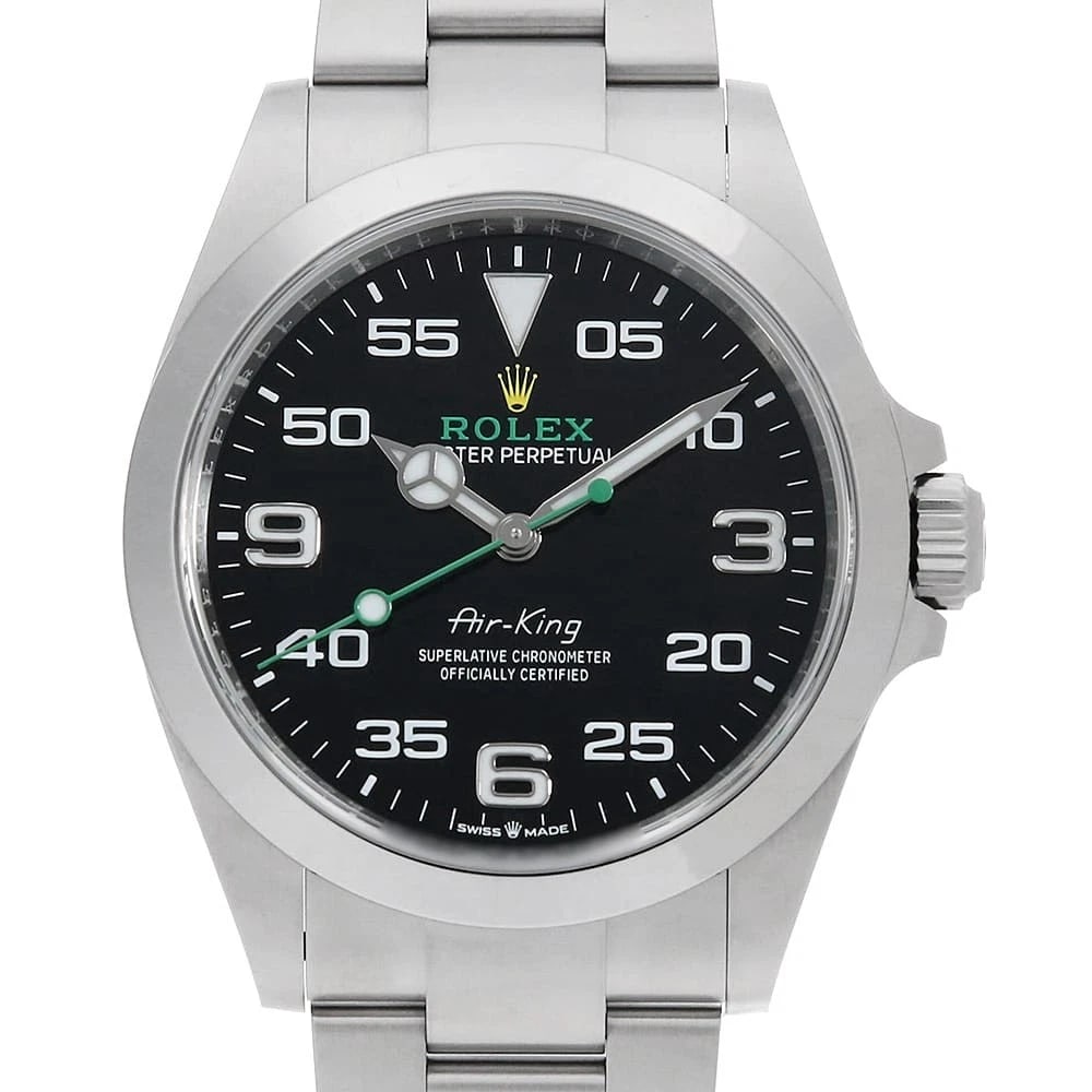 ROLEX AIR KING BLACK WATCH: ROLEx Air king black Watch Brand: ROLEx Type/Style: Wrist watch Material: Band Material Stainless Steel, Case Material Stainless Steel Color: Dial Color Black Size: Case:WCircumference of