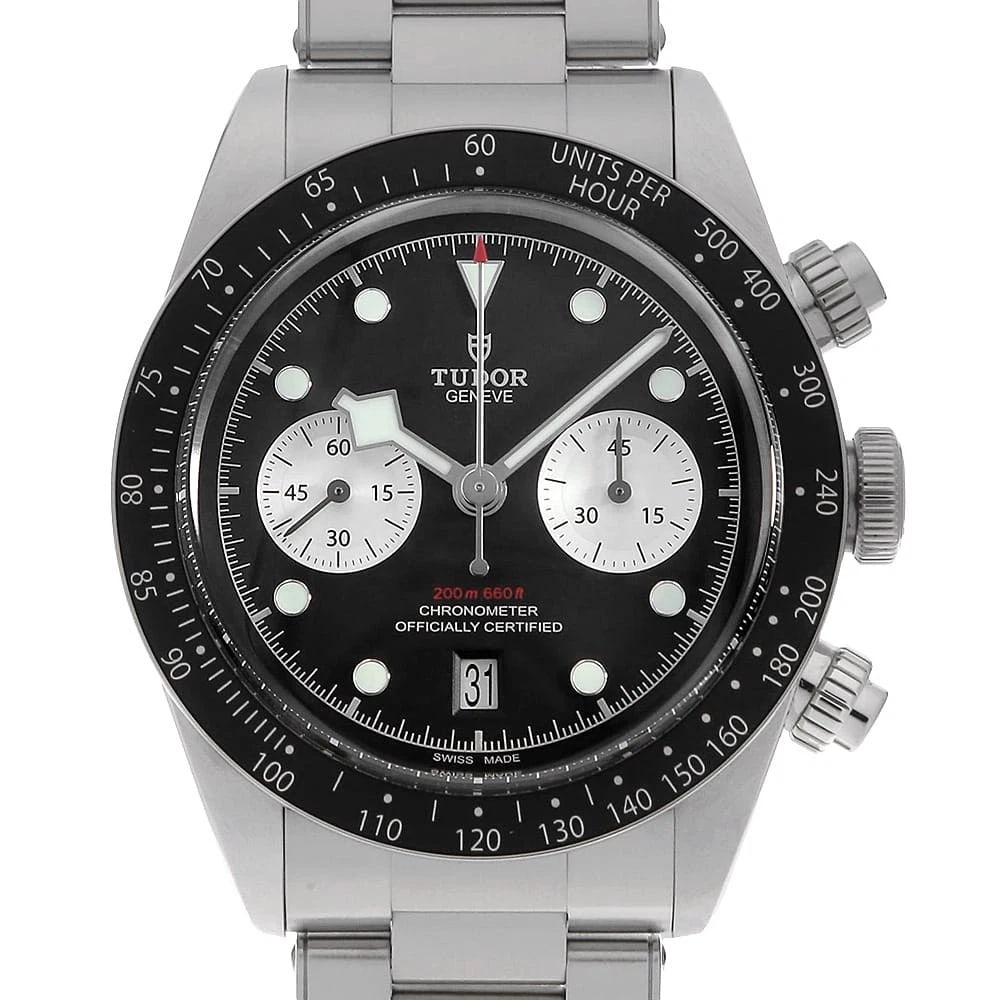 TUDOR BLACK CHRONO STAINLESS STEEL WATCH (1 of 3)