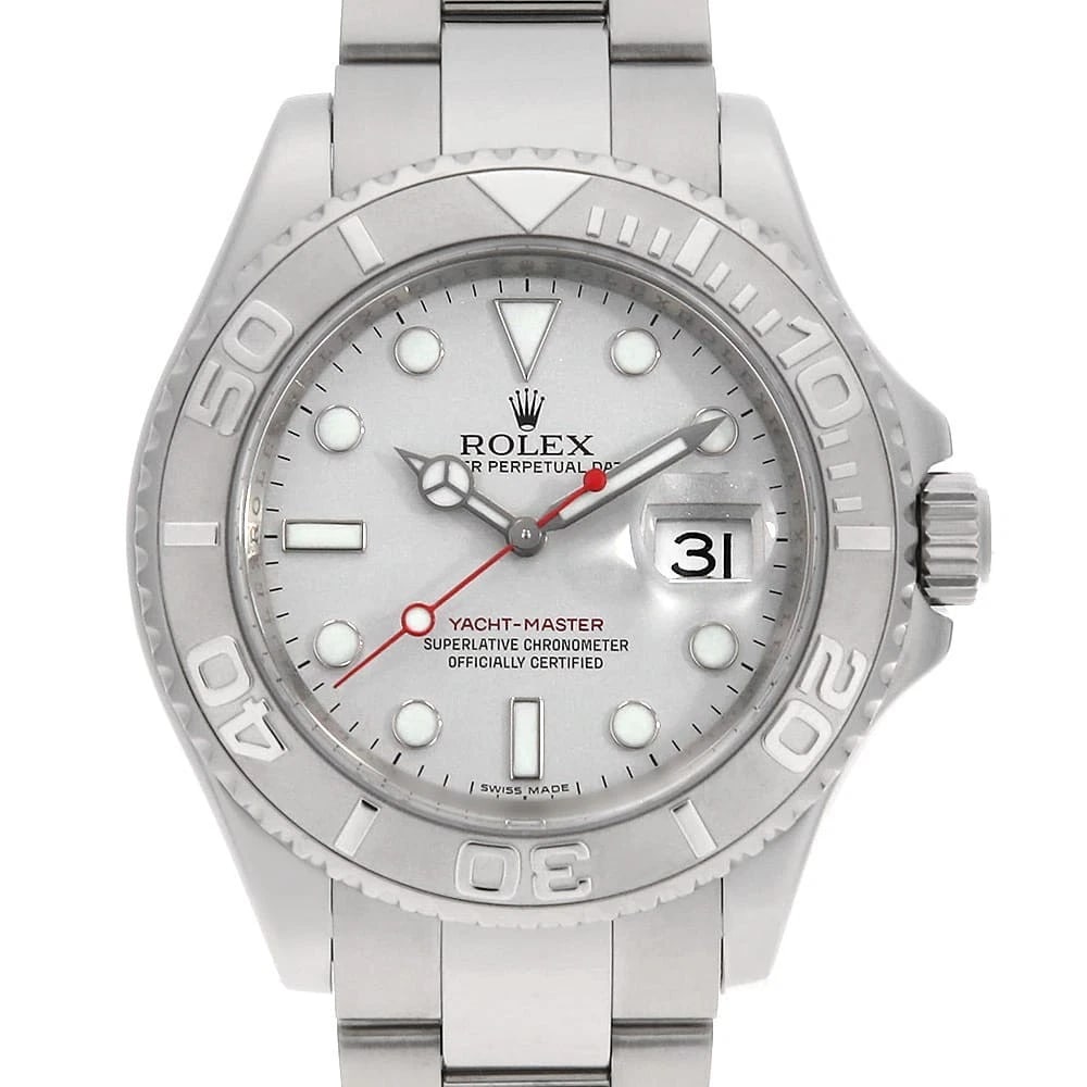 ROLEX YACHT MASTER SILVER WATCH: ROLEx Yacht master Silver Watch Brand: ROLEx Type/Style: Wrist watch Material: Band Material Stainless Steel, Case Material Stainless Steel/Platinum Color: Dial Color Silver Size: Case:WCircumference