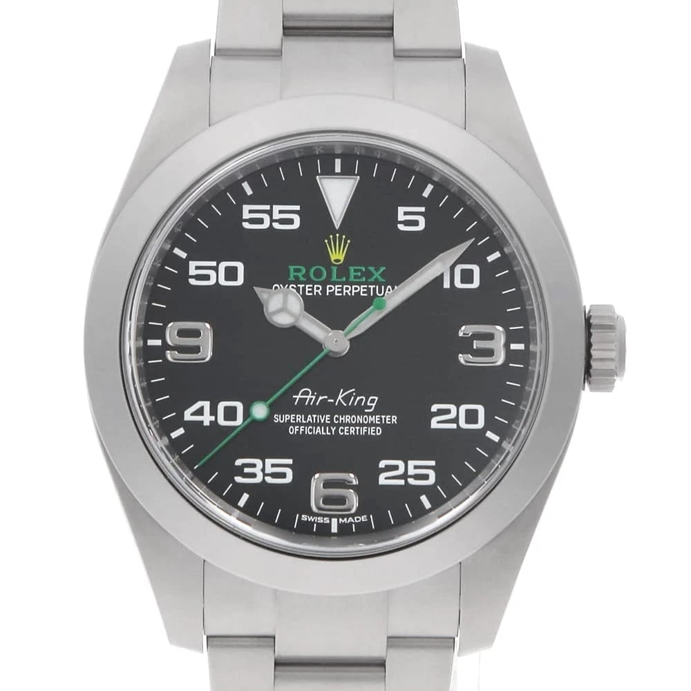 ROLEX AIR KING BLACK WATCH: ROLEx Air king black Watch Brand: ROLEx Type/Style: Wrist watch Material: Band Material Stainless Steel, Case Material Stainless Steel Color: Dial Color Black Size: Case:WCircumference of Wrist:18.5cm