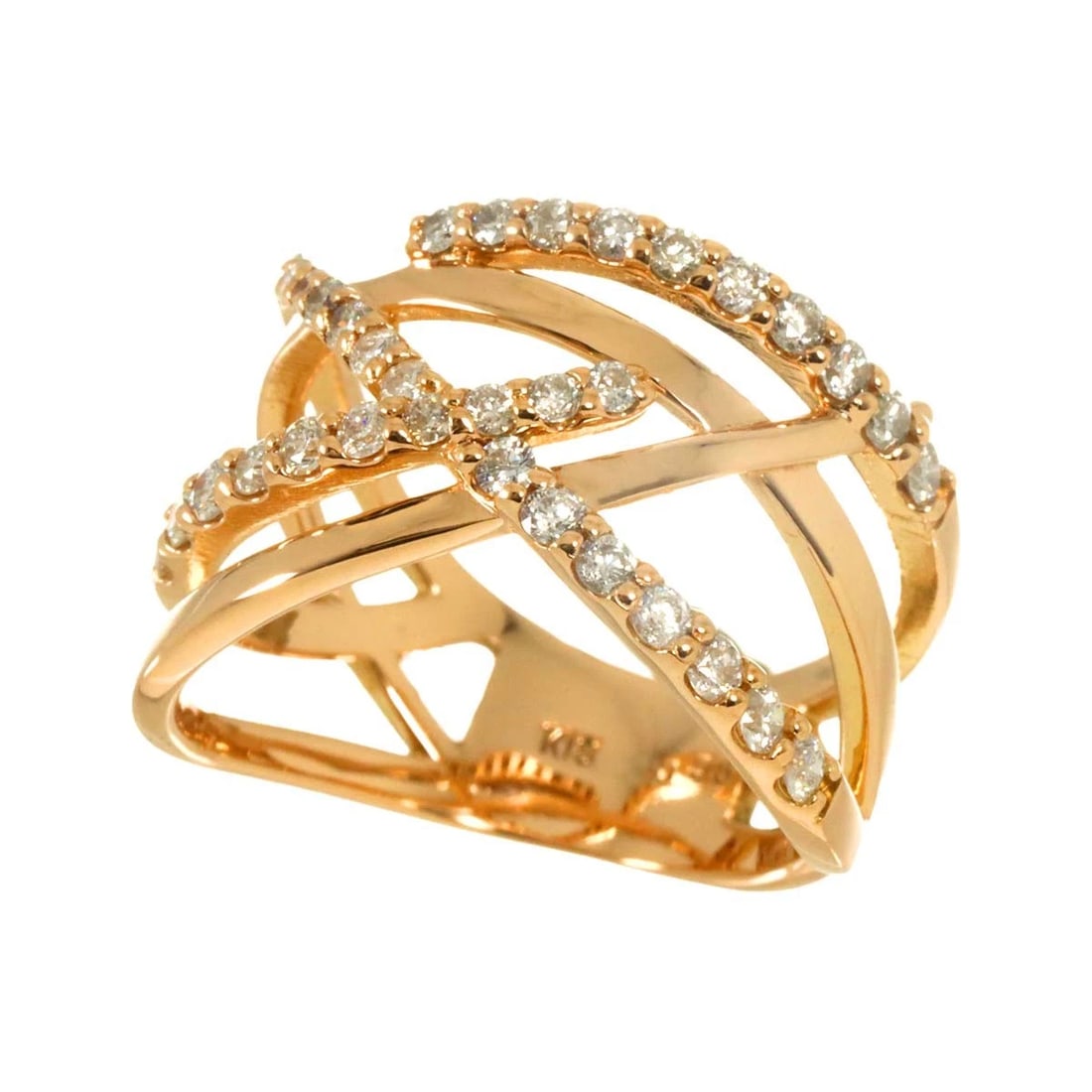 DIAMOND RING PINK GOLD 750: Diamond Ring Pink Gold 750 Brand: Unbranded Type/Style: Ring Material: 750 Pink Gold, Color: Pink Gold Size: 5.25-5.5(US) Accessories: None Accessories Notice: When purchasing pre-owned goods, please