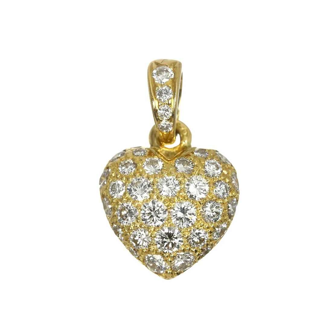 CARTIER HEART DIAMOND PENDANT TOP YELLOW GOLD 750: Cartier Heart Diamond Pendant Top Yellow Gold 750 Brand: Cartier Type/Style: Pendant Material: 750 Yellow Gold, Main Stone Natural Color: Gold Size: W 10.5 x H 17mm(full length) Thickness:4.5mm