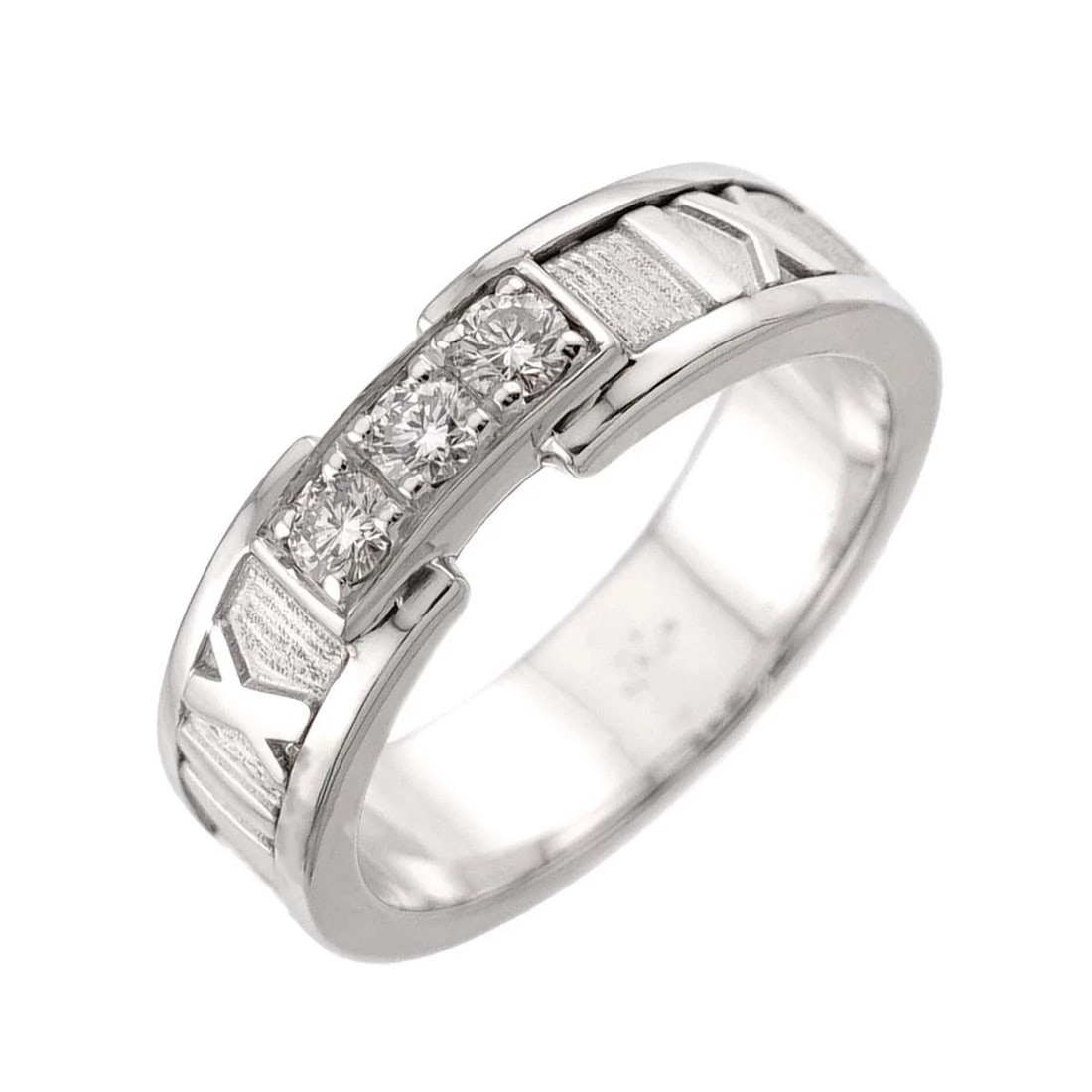 TIFFANY CO. ATLAS DIAMOND RING WHITE GOLD 750: TIFFANY Co. Atlas Diamond Ring White Gold 750 Brand: TIFFANY Co. Type/Style: Ring Material: 750 White Gold, Main Stone Natural Color: White Gold Size: 5.5-5.75(US) Accessories: None Accessories