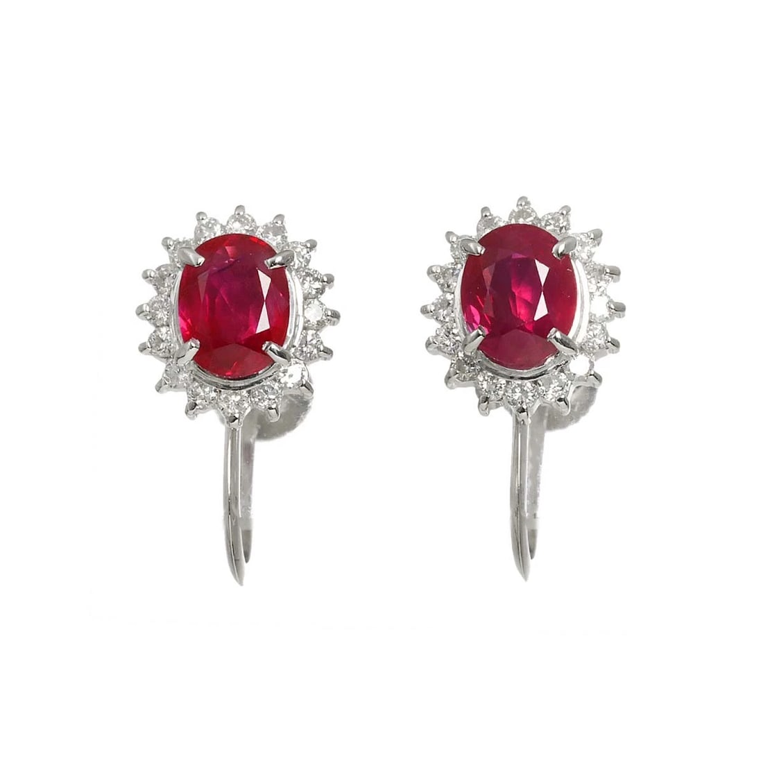 RUBY DIAMOND EARRINGS CLIP ON PLATINUM (1 of 4)