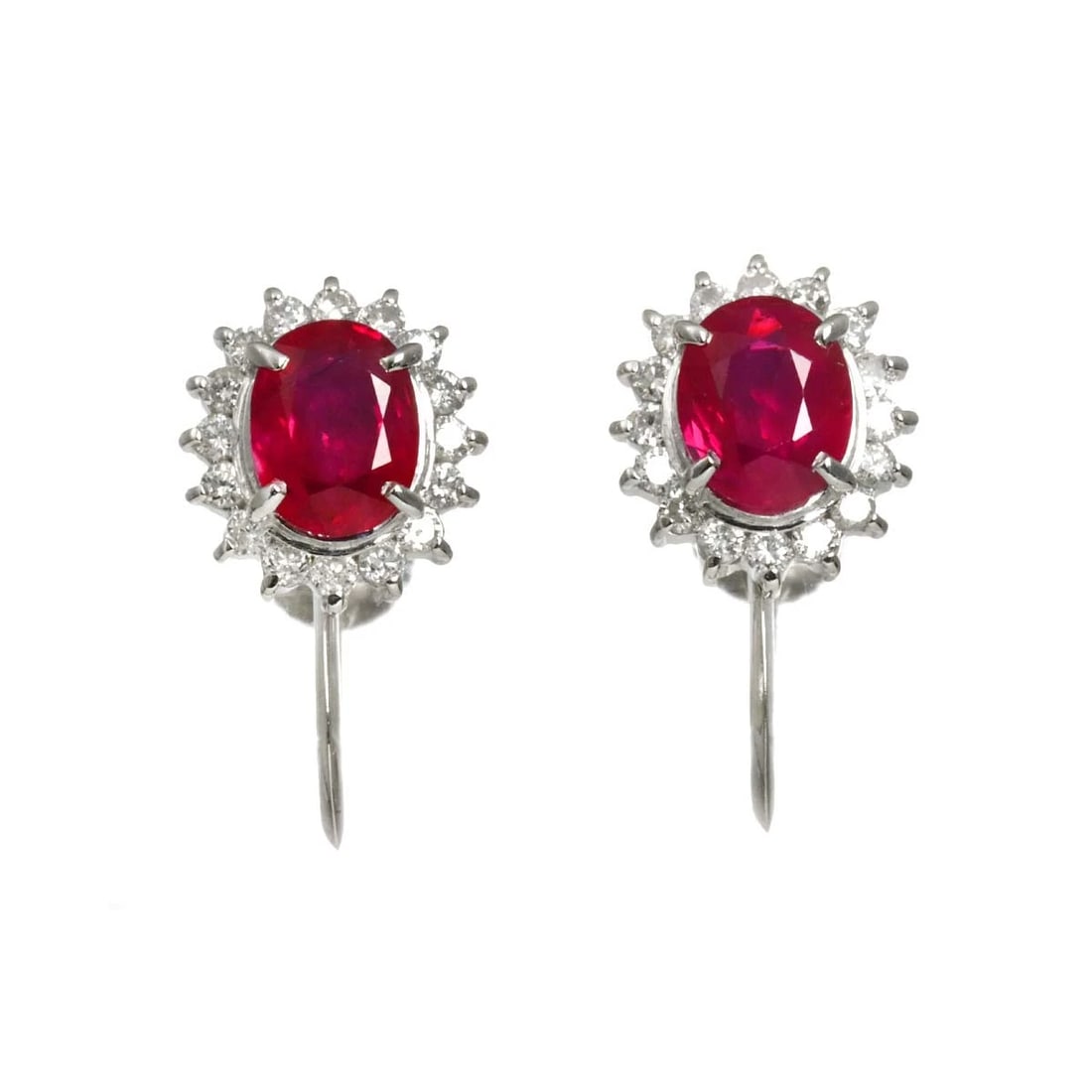 RUBY DIAMOND EARRINGS CLIP ON PLATINUM - 2