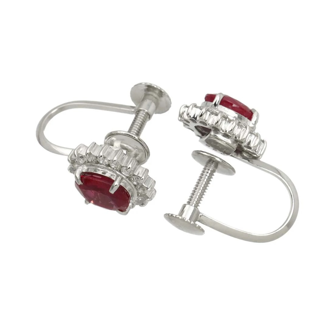 RUBY DIAMOND EARRINGS CLIP ON PLATINUM - 3