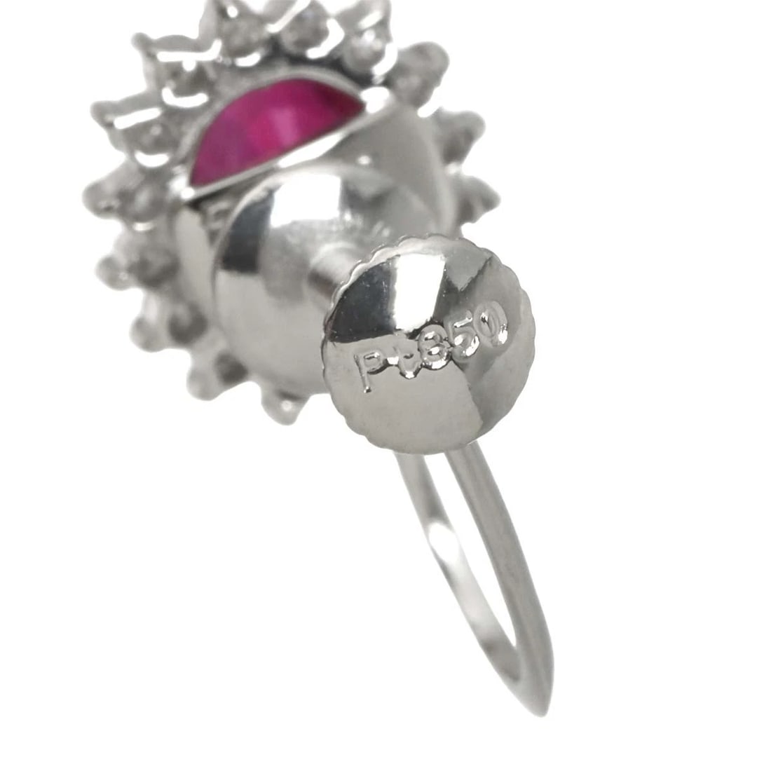 RUBY DIAMOND EARRINGS CLIP ON PLATINUM - 4